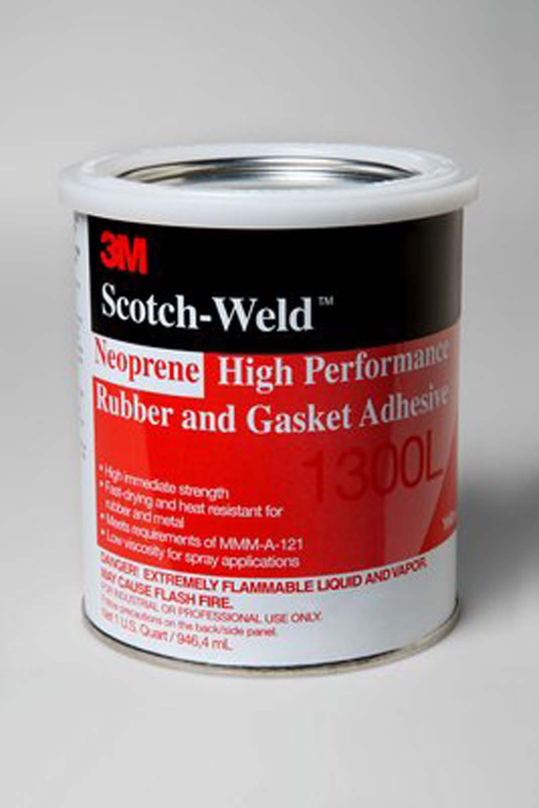 3M 1300 Rubber & Gasket Adhesive - 1 Quart Can for Automotive, Marine, and Industrial Sealant Applications