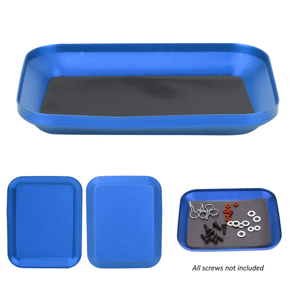 Magnetic Small Parts Tray - Silicone Tool Organizer for Screws, Nuts & Bolts Storage | Durable Magnetic Plate for Workshop, Garage & DIY Projects (Blue)