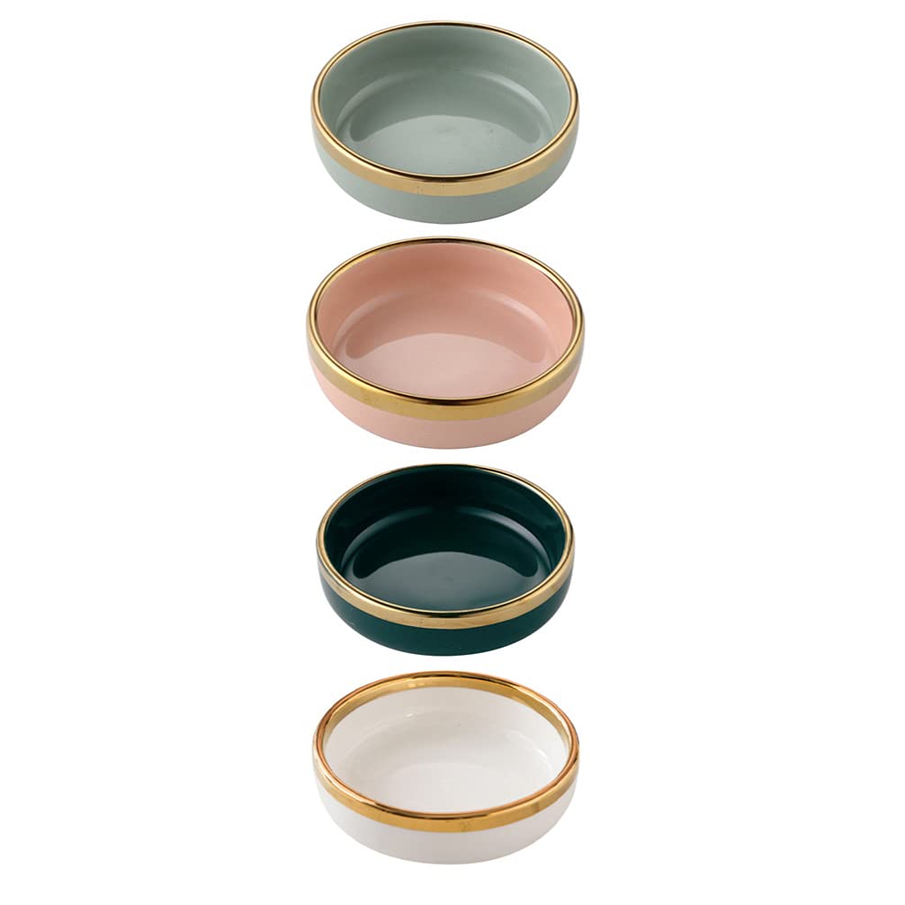 Hemoton 4-Piece Ceramic Sauce Bowls Set - Small Appetizer Plates for Dipping Sauces, Vinegar, Seasonings, Pickles - Perfect for Kitchen, Dining Table, Party Snacks & Entertaining