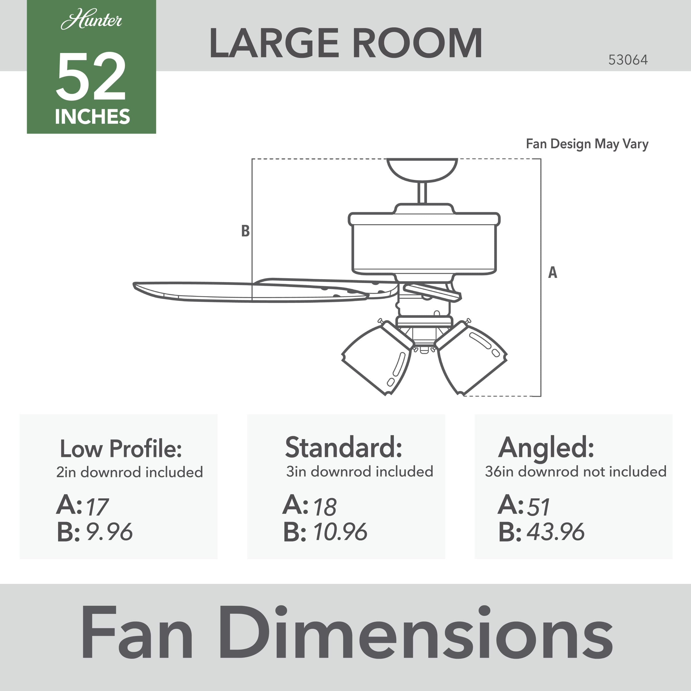 Hunter Fan Company Studio Series Indoor Ceiling Fan with LED Light Kit and Pull Chain Control - Perfect for Living Room, Bedroom, and Home Office Cooling & Lighting