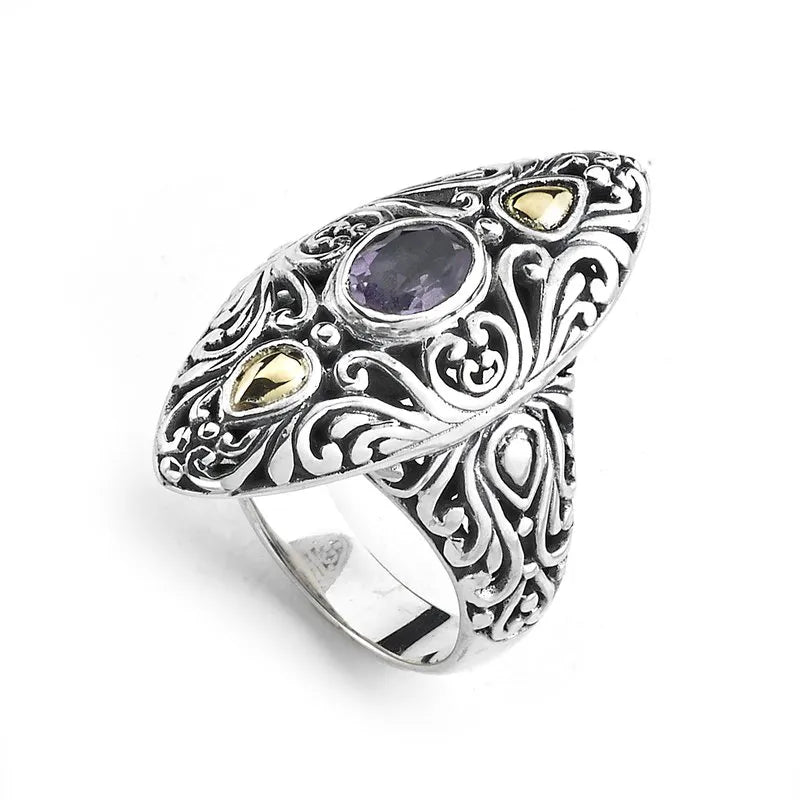Elea Ring - Genuine Amethyst Gemstone Ring for Women, Elegant Purple Crystal Jewelry for Everyday Wear & Special Occasions