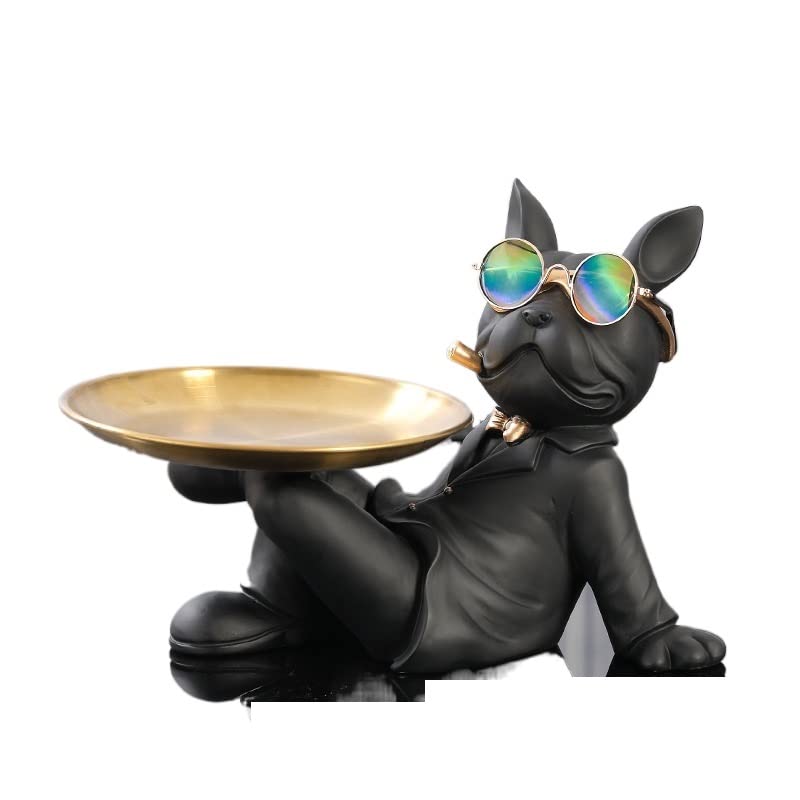 HAOYUCE Black French Bulldog Resin Statue - Handcrafted Animal Figurine for Home Decor, Gift & Room Ornament | Perfect for Living Room, Office Desk & Shelf Display