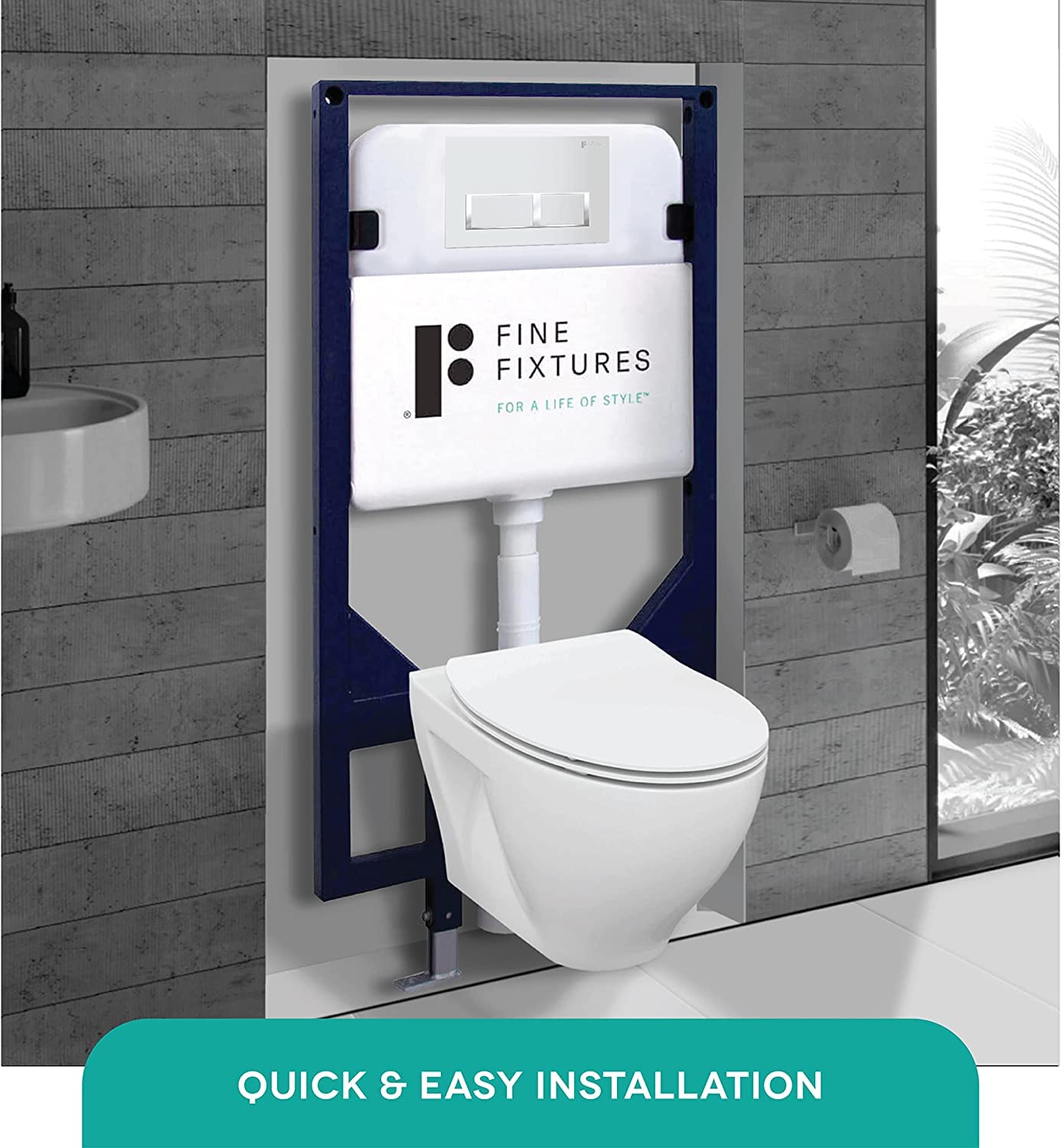 Wall-Mounted Toilet Set with Soft-Close Seat & Concealed Tank System - Modern In-Wall Toilet Combo with Push Button Flush for Space-Saving Bathrooms, Perfect for Small Bathrooms and Contemporary Home Designs