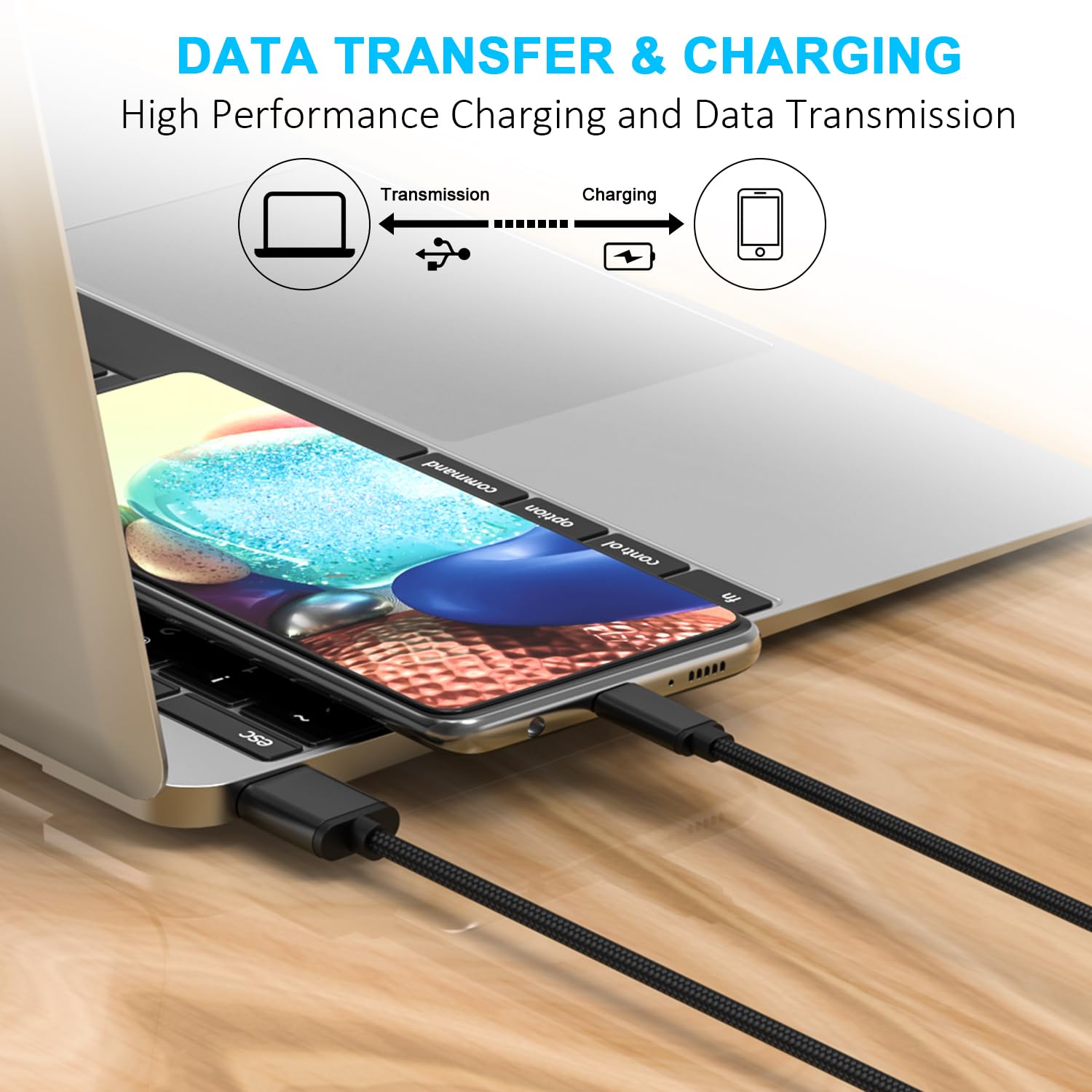 Premium 3-Pack USB to USB-C Fast Charging Cable - Heavy Duty Braided Cord for Samsung Galaxy S25/S24/Plus/Ultra/FE, A35/A16/A15/A14 5G, Moto G Power/Play/Stylus, TCL 50/40/XE/LE - Perfect for Home, Office & Travel Charging (Black)