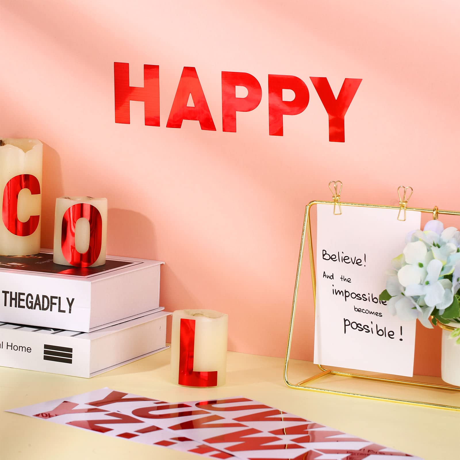 Chinco 232-Piece Alphabet Sticker Set - 24 Self-Adhesive Bulletin Board Letters & Numbers (2.5 Inch, Red) for Classroom Decor, Teacher Supplies, DIY Projects & Office Organization