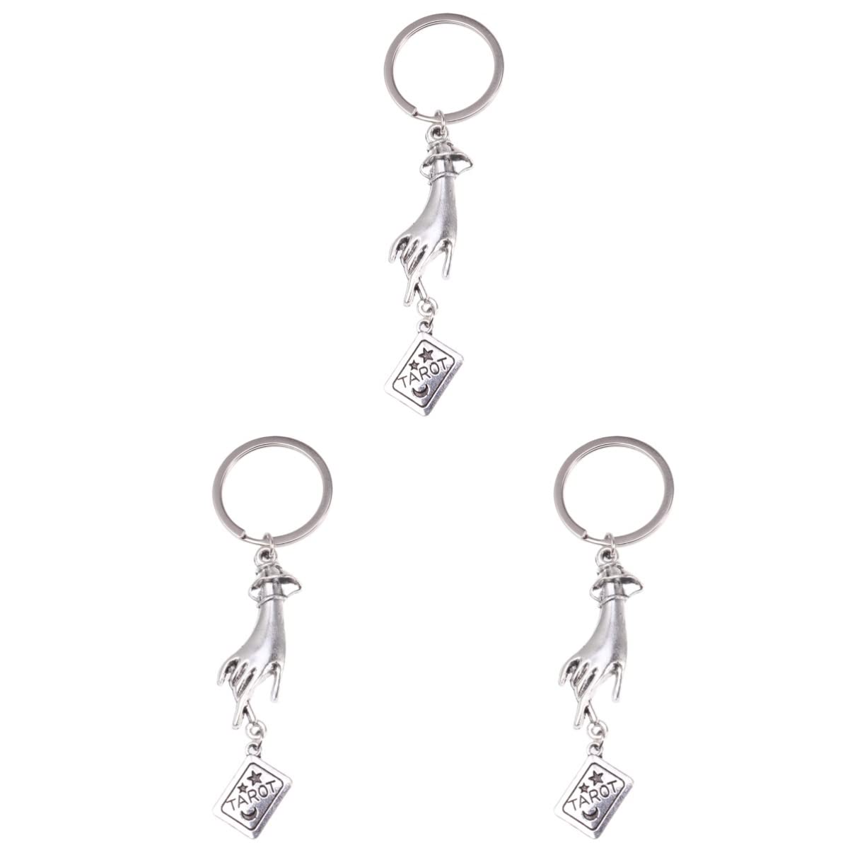 BESTOYARD 3-Piece Sun & Moon Tarot Keychain Set - Stainless Steel Key Rings for Bags & Pendants