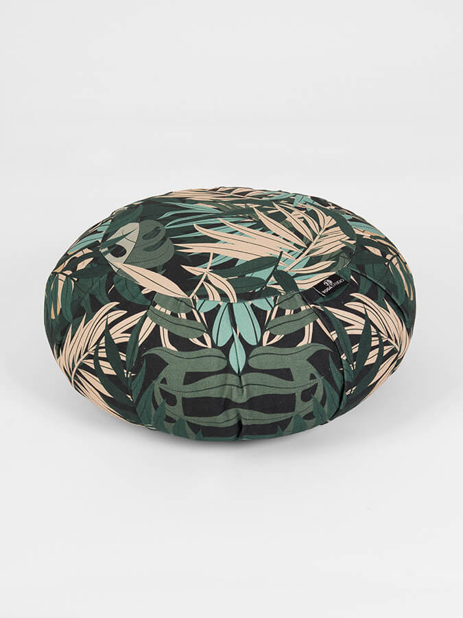 Organic Cotton Buckwheat Meditation Cushion - Round Floral Zafu Pillow for Yoga, Meditation & Home Decor | Eco-Friendly Yoga Studio Accessory