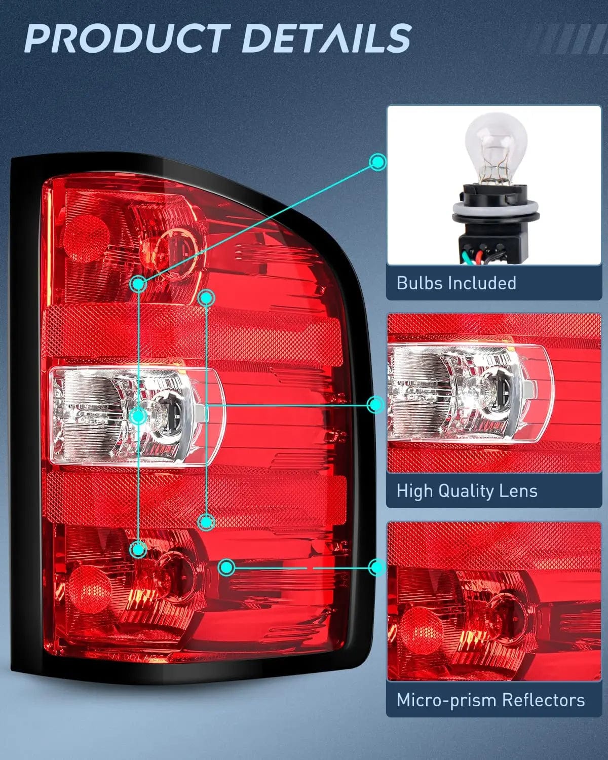 2007-2014 Chevy Silverado 1500/2500HD/3500HD & GMC Sierra 3500HD Passenger Side Tail Light Assembly with Bulbs and Wiring Harness - Perfect for Replacement & Off-Road Adventures