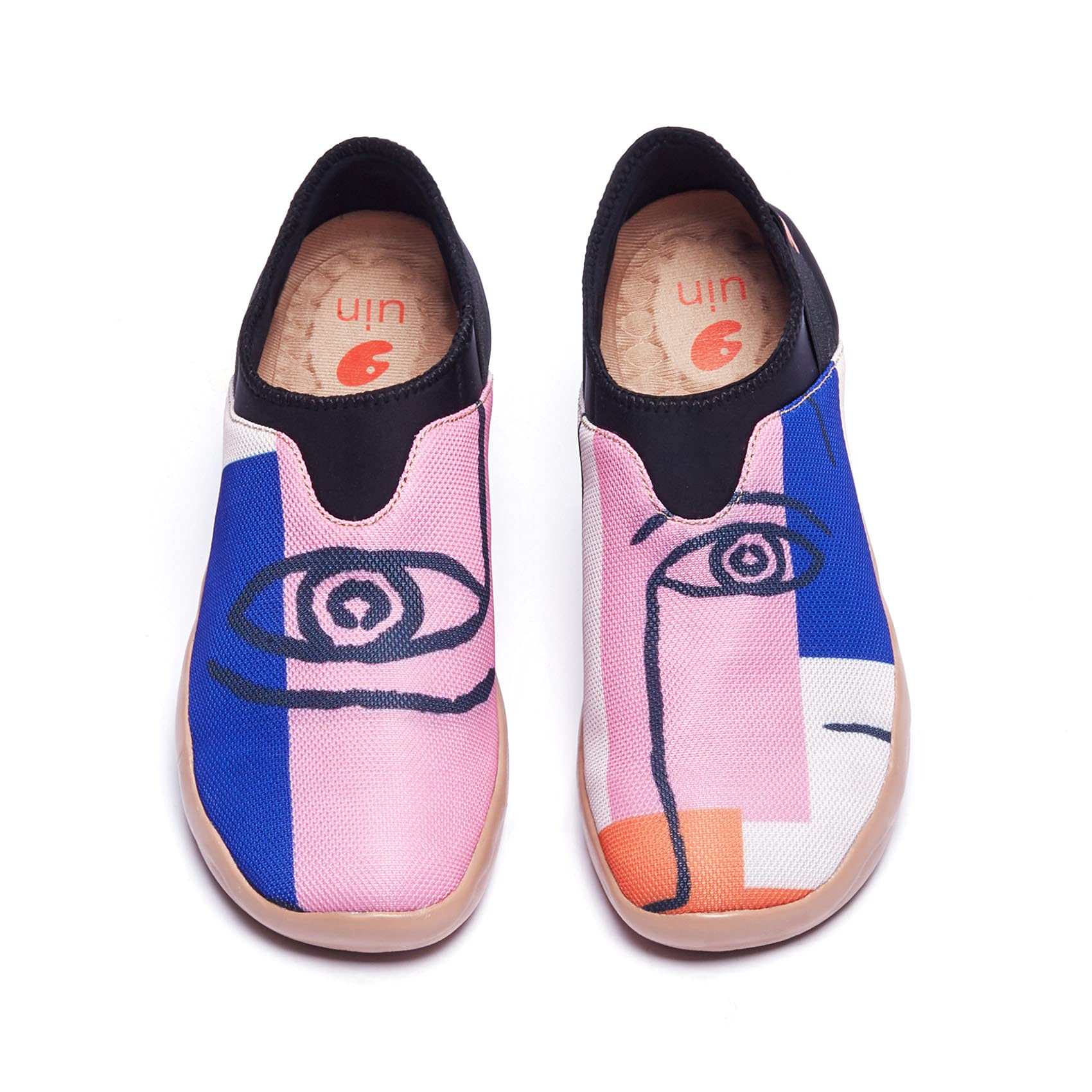 UIN Women's Slip-On Walking Shoes - Lightweight Comfortable Mesh Sneakers with Artistic Paint Design - Perfect for Casual Wear, Travel & Daily Walking