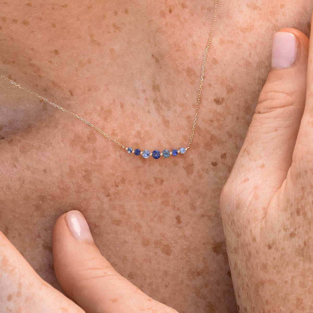 Floating Montana Sapphire Necklace - Genuine Blue Gemstone Jewelry for Women - Perfect for Weddings, Anniversaries & Special Occasions
