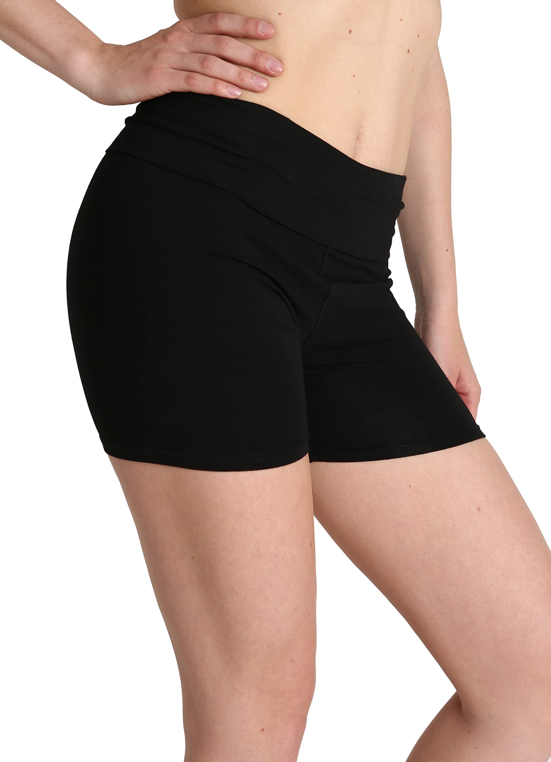 Blis Women's High Waisted Biker Shorts with Fold Over Waistband - Workout, Yoga & Booty Shorts for Running, Gym & Lounge