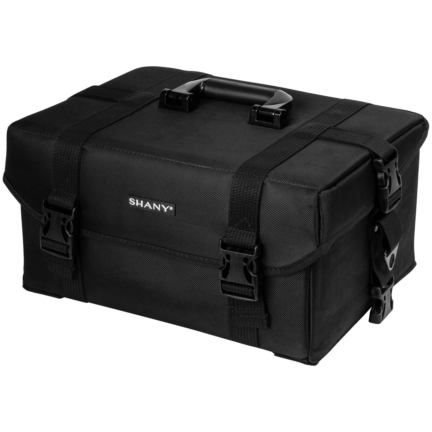 SHANY Professional Makeup Artist Rolling Trolley - Large Cosmetic Case with Organizer Drawers & Mesh Bags - Perfect for Travel, Salon & On-Set Makeup - Jet Black