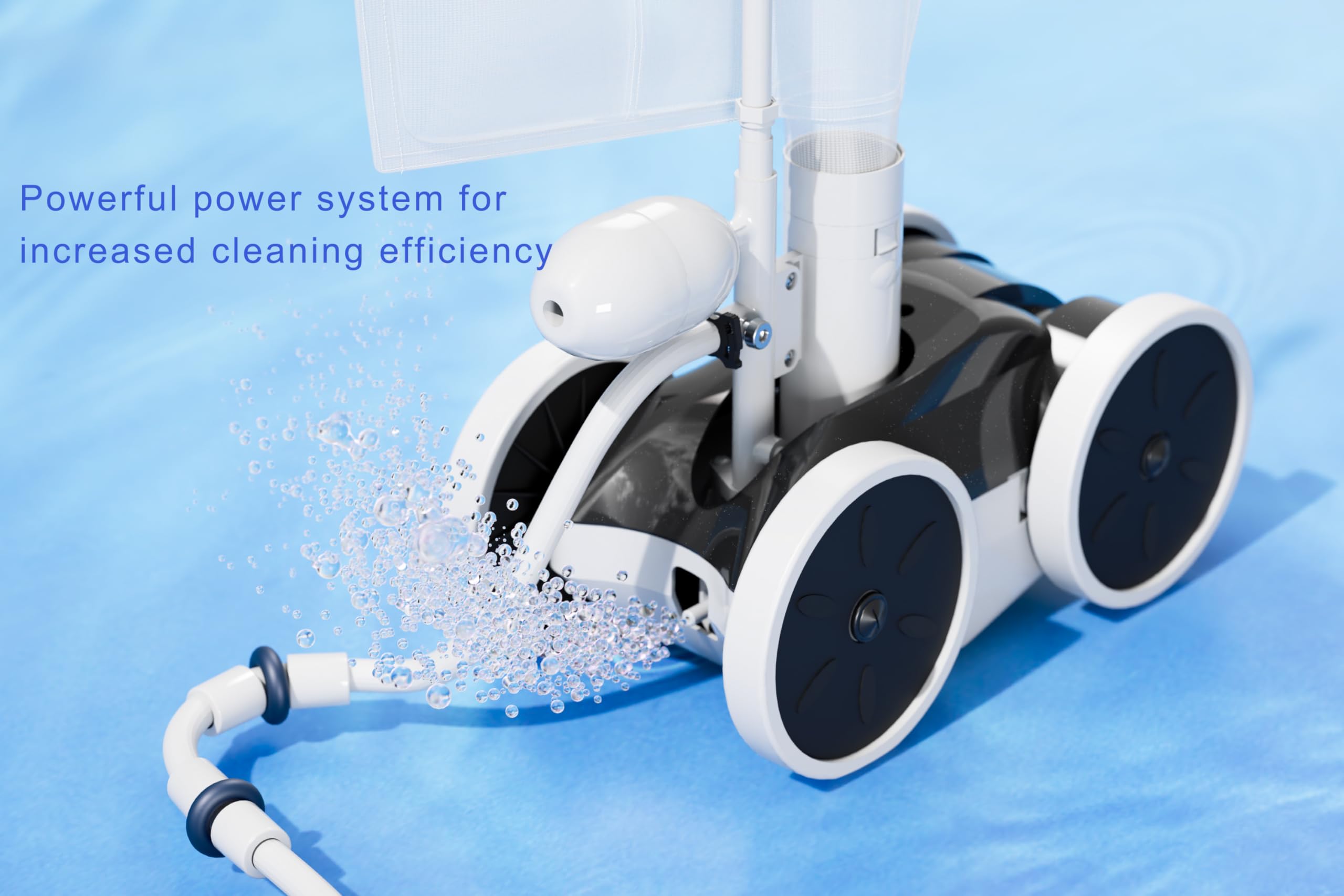 **Pool Pressure Side Sweeper - 4-Wheel Professional Swimming Pool Cleaner for Efficient Debris Removal | Ideal for In-Ground & Above Ground Pools**