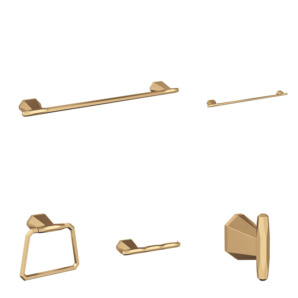 Amerock Champagne Bronze 5-Piece Bathroom Accessories Set - St. Vincent Collection for Modern Bathroom Decor | Includes Towel Bar, Robe Hook, Toilet Paper Holder & More