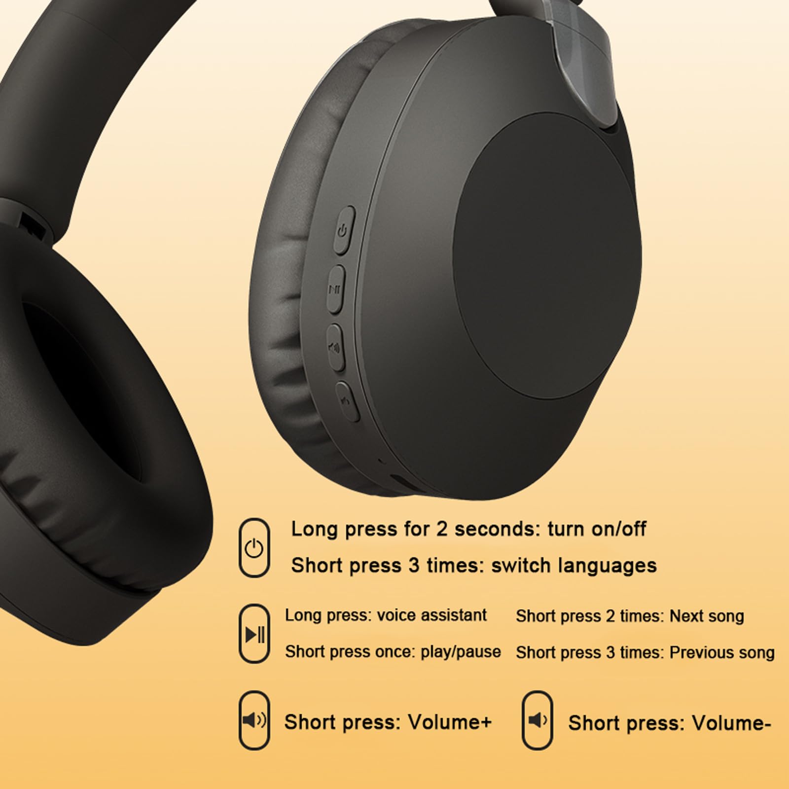 Wireless Gaming Headset with Microphone - Noise Cancelling Over-Ear Headphones for PC, PS5, Xbox - Foldable Design with Hands-Free Function - Perfect for Online Gaming, Streaming & Conference Calls