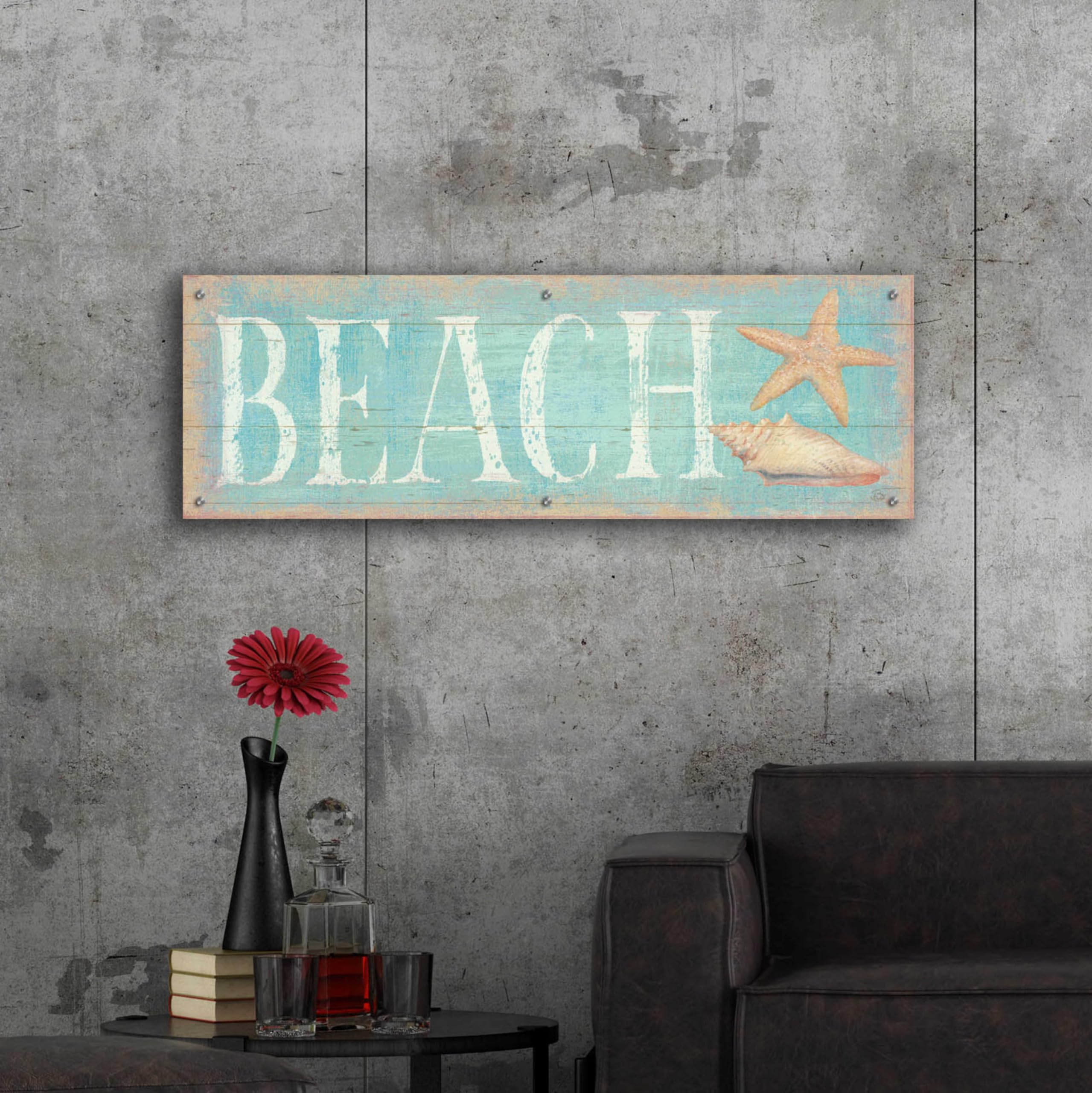Epic 'Pastel Beach' Acrylic Glass Wall Art by Daphne Brissonnet - 48x16 Inches Coastal Painting for Living Room, Bedroom & Office Decor