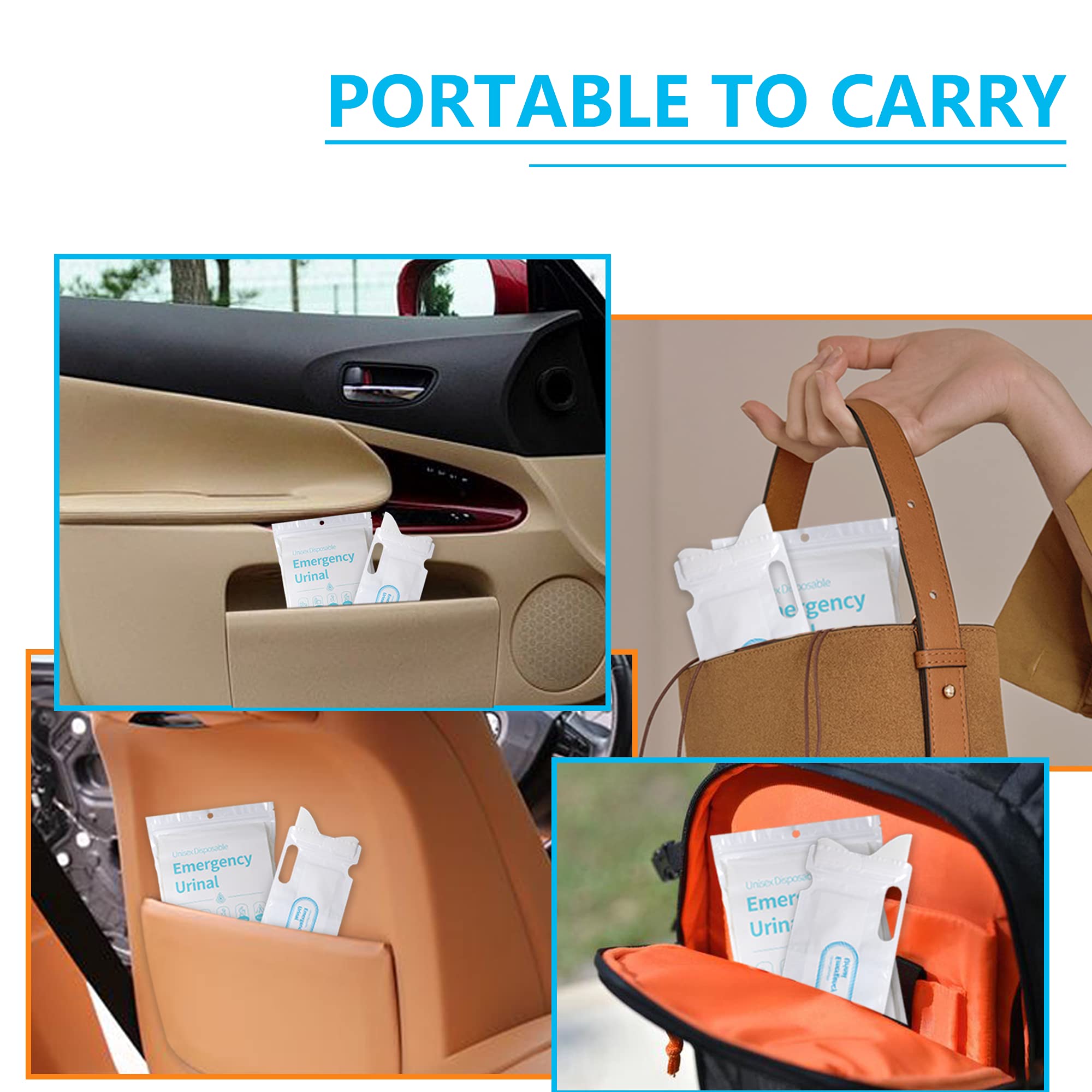 O-WareBaby 24.6 fl oz Disposable Urinal Bags | Portable Pee Bags for Men, Women & Kids | Travel, Camping & Emergency Use | Leak-Proof Vomit Bags for Cars & Outdoor Activities