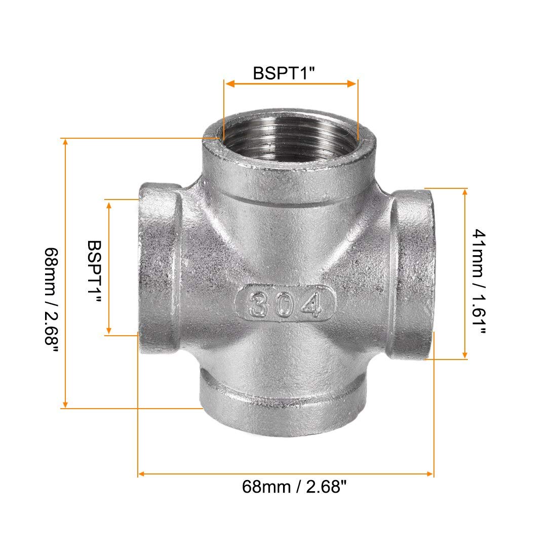 PPFT41170 DN25 4-Way Cross Pipe Fitting - 1