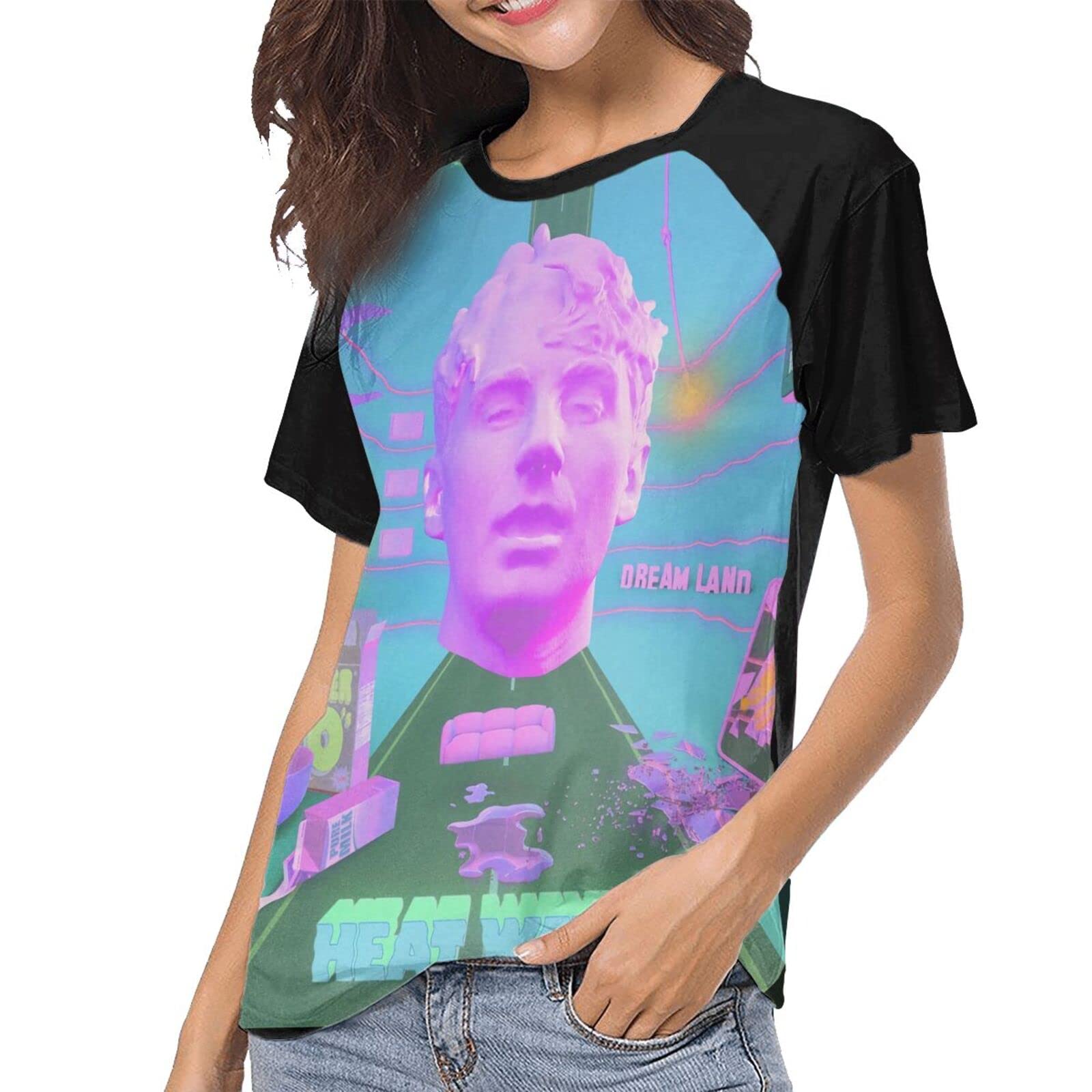 Glass Animals Heat Waves Baseball T-Shirt for Women - Funny Graphic Tee Raglan Short Sleeve Summer Top | Music Festival & Concert Outfit