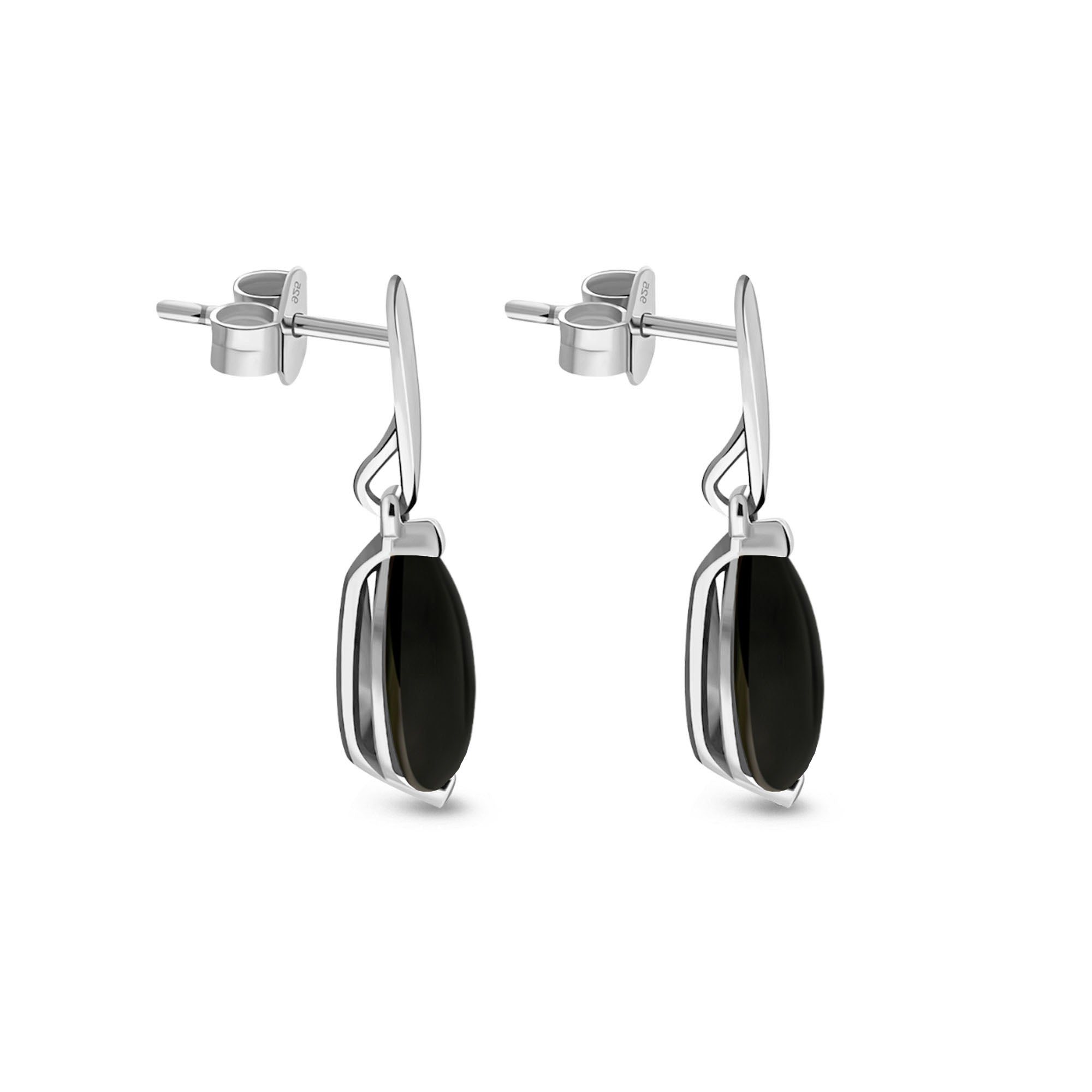 Whitby Jet Teardrop Sterling Silver Cradle Earrings - Elegant Dangle Earrings for Women, Perfect for Weddings, Parties & Evening Events
