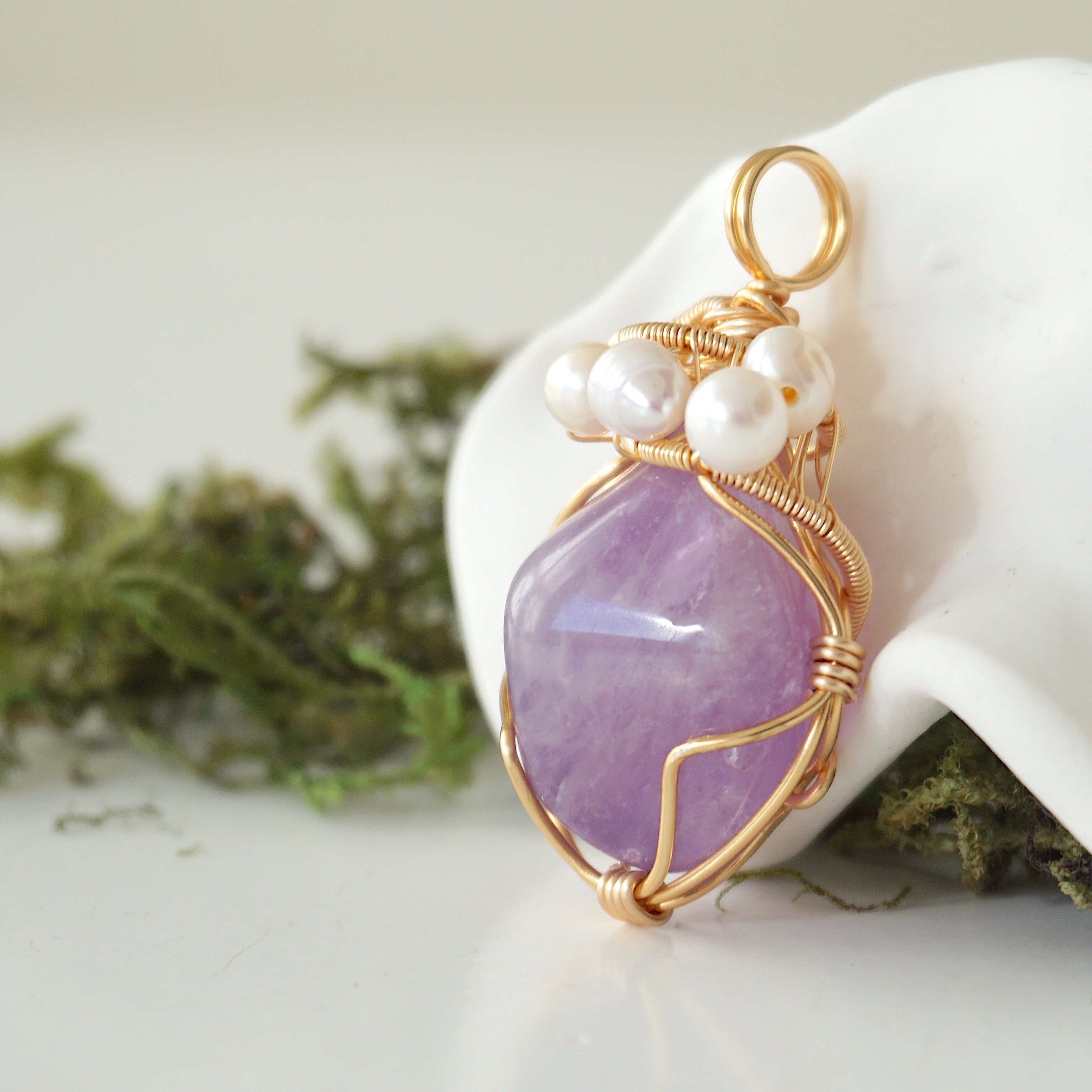 Elegant Amethyst & Pearl Necklace - 14K Gold Plated Jewelry for Women | Perfect for Weddings, Parties & Special Occasions