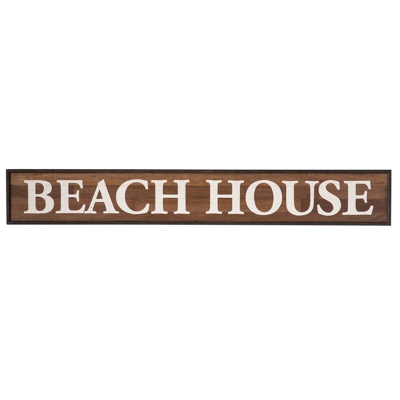 Beach House Wood Framed Wall Decor - 69 x 10 Inches Coastal Wall Art for Living Room, Bedroom & Bathroom - Nautical Home Decor Perfect for Beach Themed Interiors