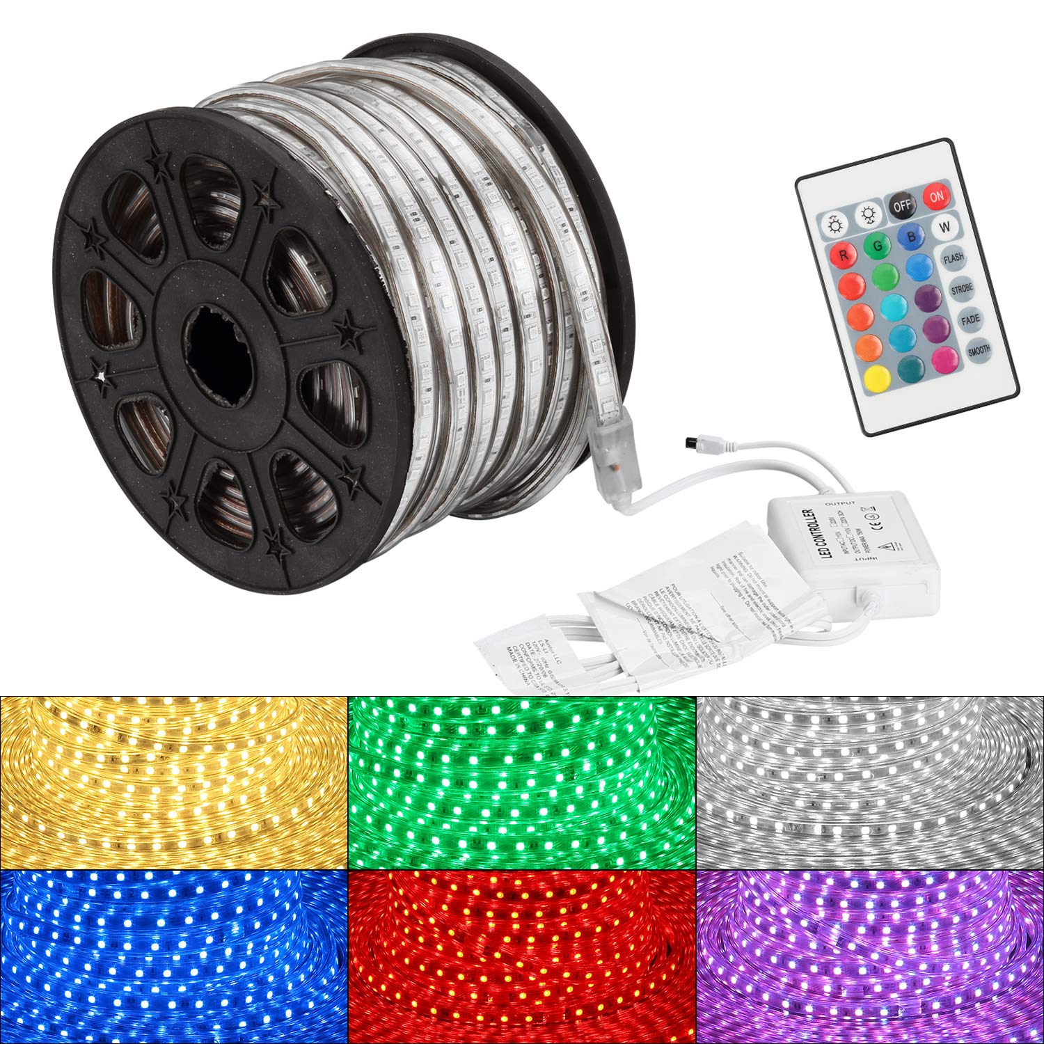 5050 RGB LED Strip Lights 100FT - Color Changing Flexible LED Light Strips with Remote Control for Home, Kitchen, Bedroom, TV Backlight, Bar & Party Decoration - HYD-Parts SMD Lighting Solution for Indoor Ambiance