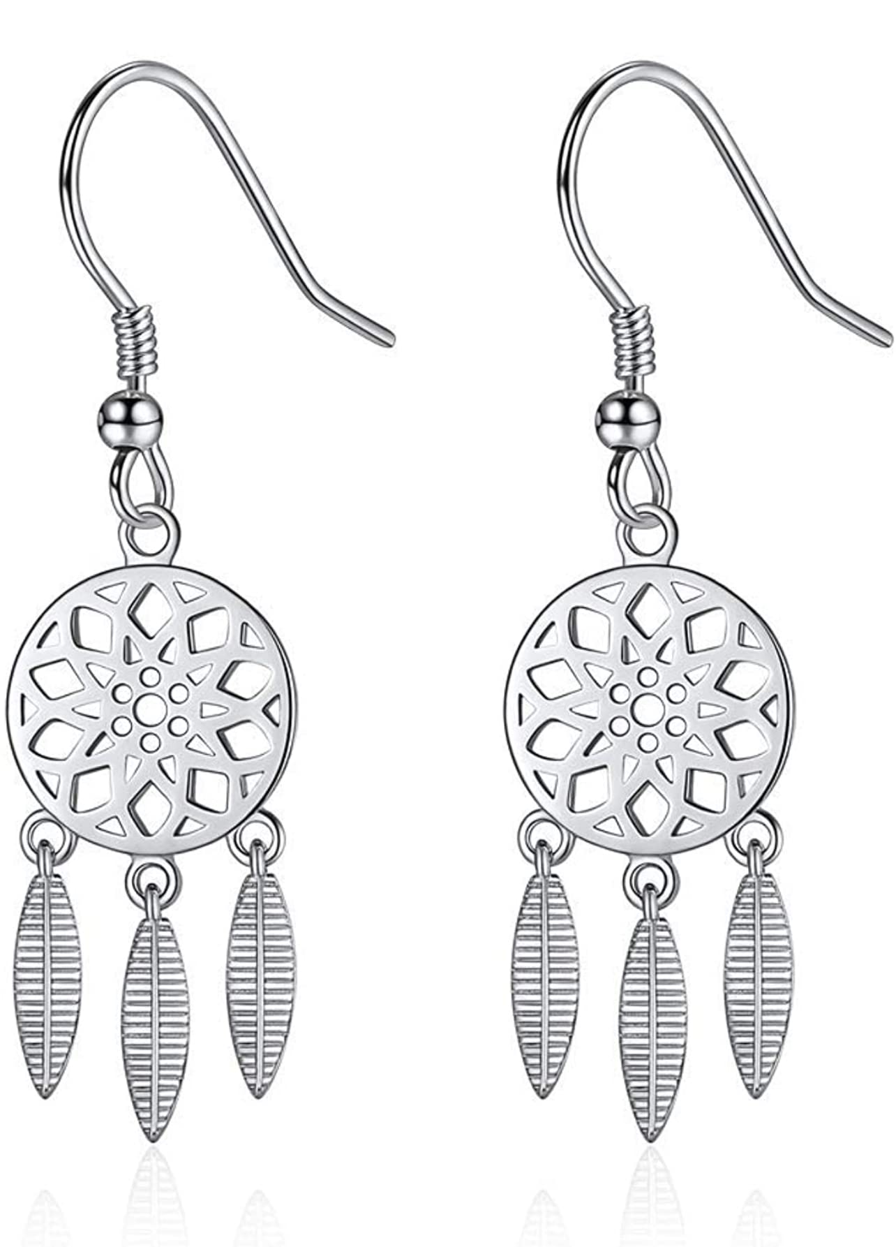 Iszie 925 Sterling Silver Dreamcatcher Dangle Drop Hook Earrings for Women & Girls - Boho Chic Jewelry Gift for Birthday, Anniversary, Christmas | Perfect for Parties, Weddings, Date Nights