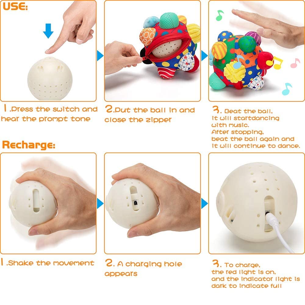 Baby Musical Shake & Dance Ball Toy - Soft Sensory Developmental Bumpy Ball for Infants & Toddlers - Motor Skills Learning Toy for Early Childhood Development - Perfect for Playtime, Nursery & Sensory Play Activities