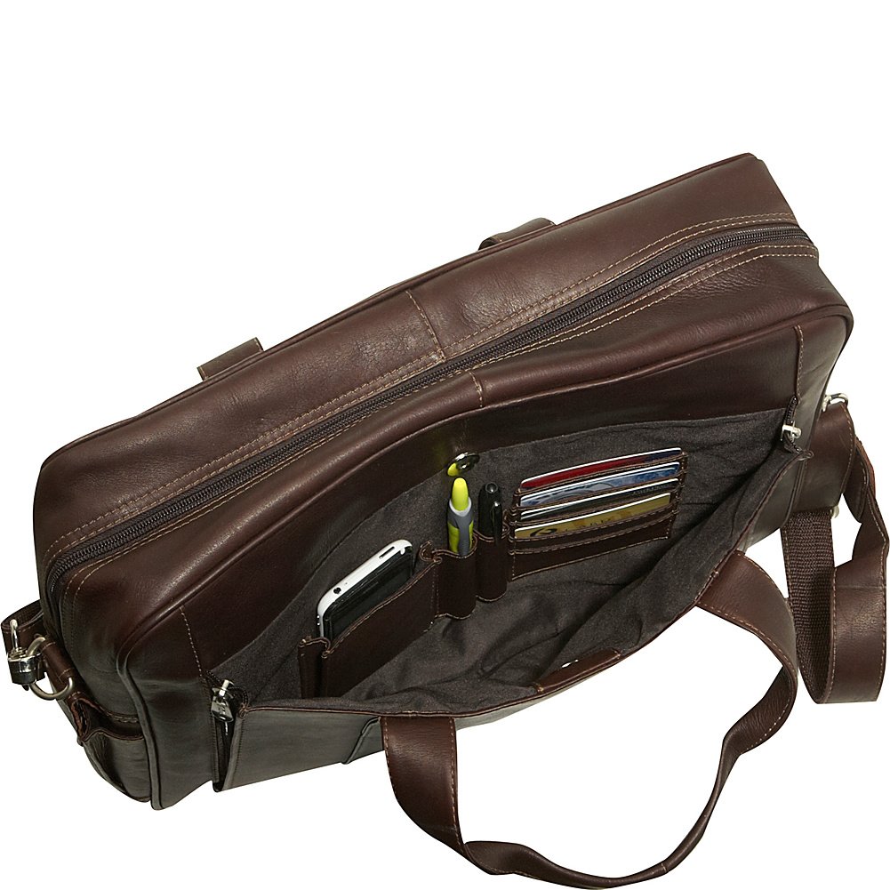 Premium Leather Computer Briefcase for Laptop - Durable Saddle Brown Business Bag with Adjustable Shoulder Strap - Perfect for Office, Work, Travel & Daily Commute