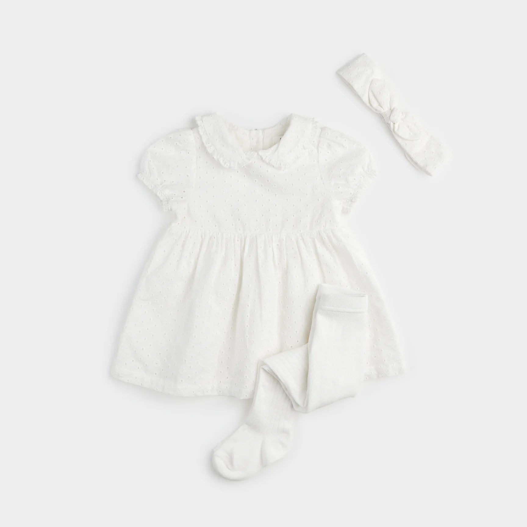 Elegant White 3-Piece Outfit Set - Dress, Tights & Headband for Women | Perfect for Weddings, Parties & Special Occasions