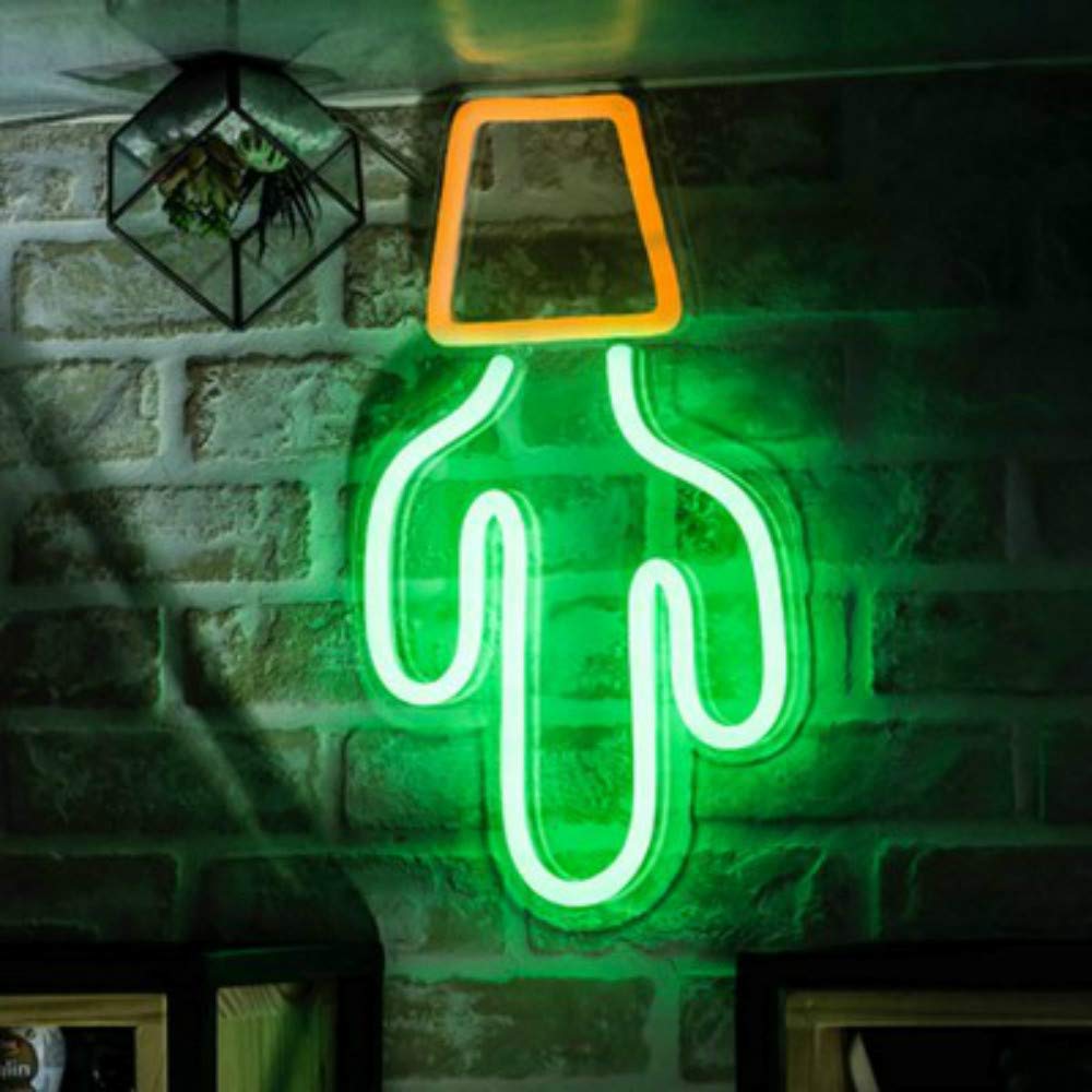LED Cactus Neon Wall Light Sign - Indoor Home Decor, Night Lamp for Bedroom, Kids Room, Party - Perfect for Wedding, Birthday, Christmas & Valentine's Day Gifts - Creates Cozy Ambiance for Relaxation & Celebrations