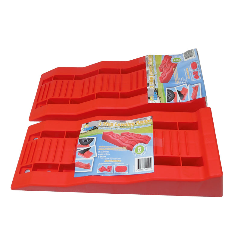 Caravan RV 3-Step Leveling Ramps for Motorhome, Camper & Bus - Heavy Duty Stabilization for Uneven Ground Camping & Parking