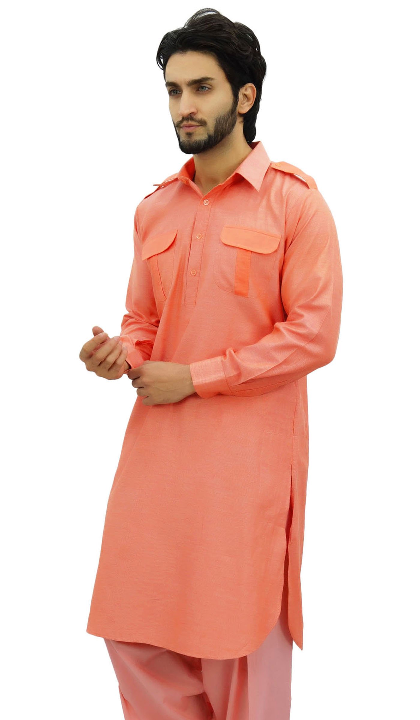 Atasi Men's Pathani Style Long Kurta Punjabi Ethnic Shirt - Traditional Indian Wedding & Festival Wear for Men