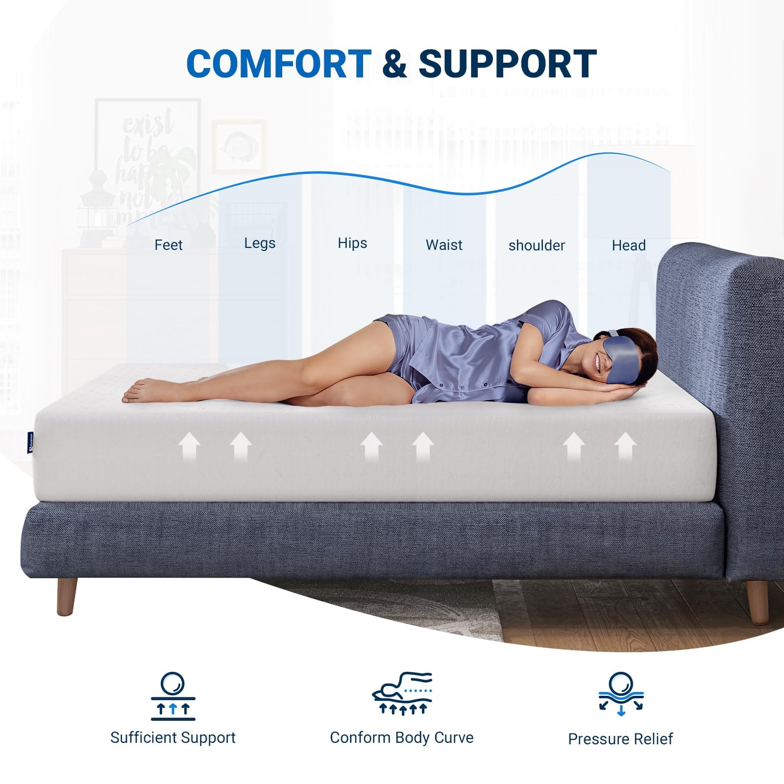 Avenco 10 Inch Queen Size Memory Foam Mattress in a Box - Medium Firm, CertiPUR-US Certified for Pressure Relief & Comfortable Sleep - Perfect for Bedrooms, Guest Rooms & Small Spaces