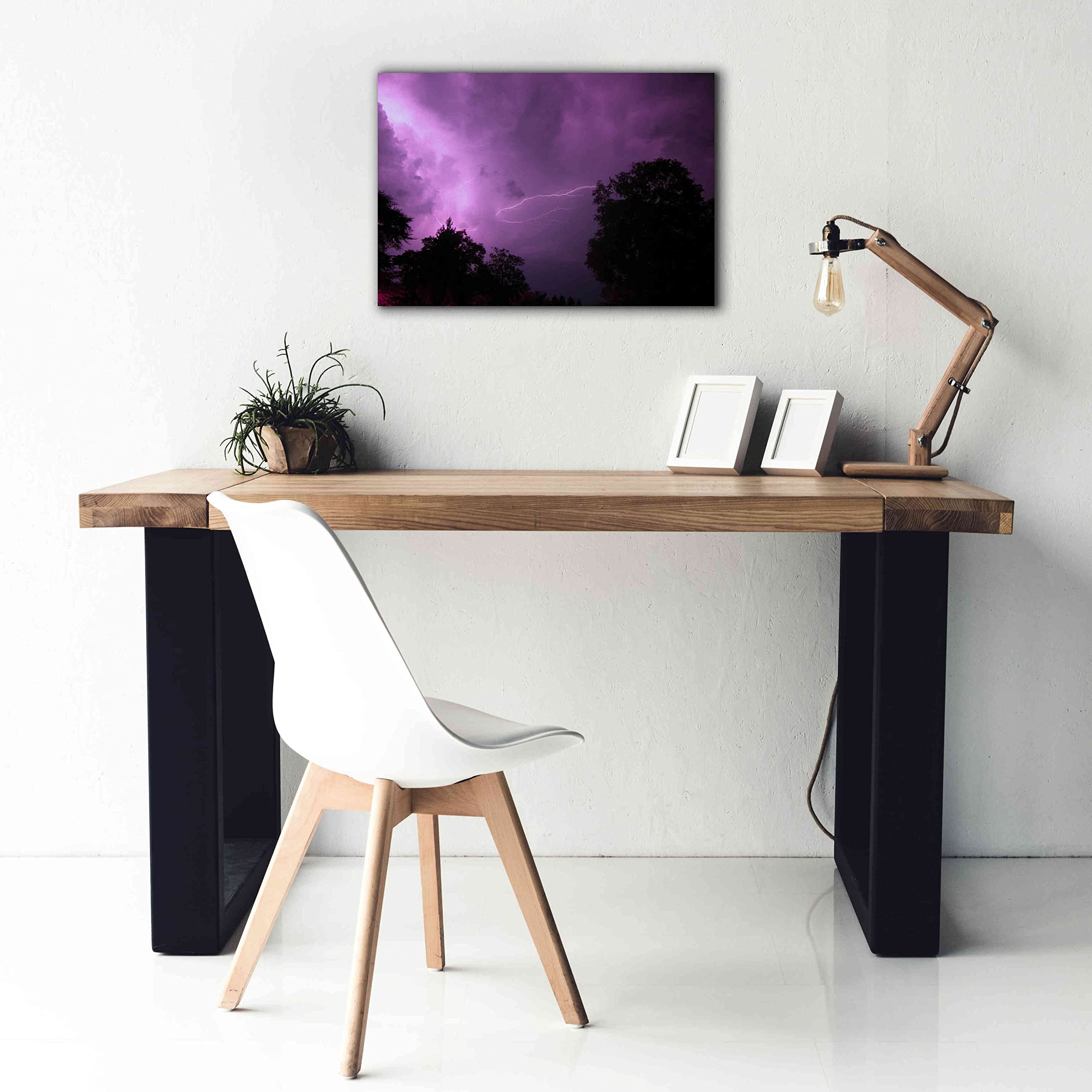 Epic Graffiti 'Purpureus Lightning' Canvas Wall Art Print - 26x18 Inches Giclee Reproduction - Modern Urban Decor for Living Room, Bedroom & Office