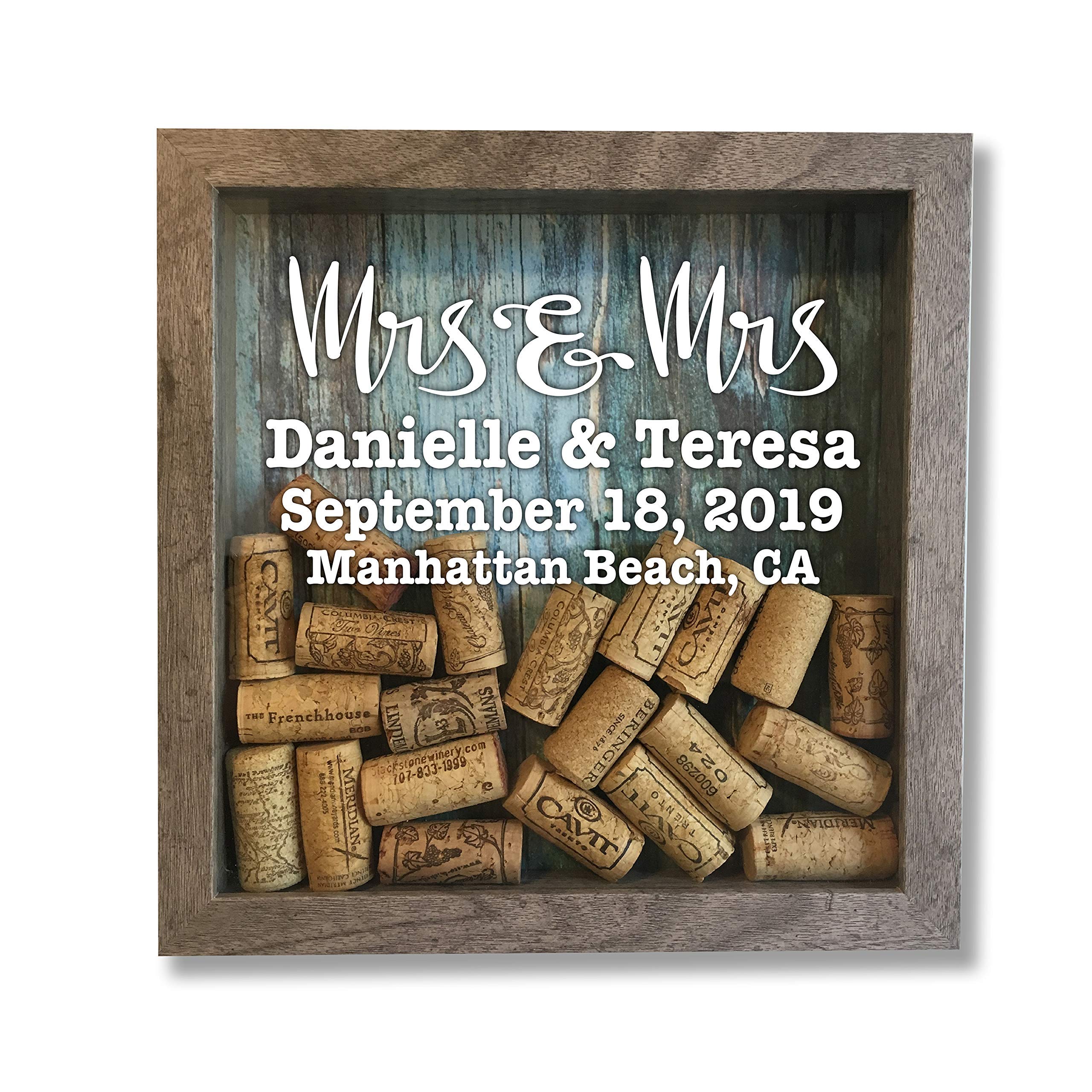 Personalized Wedding Wine Cork Keeper - Farmhouse Style Shadow Box for Wine Corks | Unique Wedding Gift Idea | Perfect for Anniversary, Bridal Shower & Home Decor
