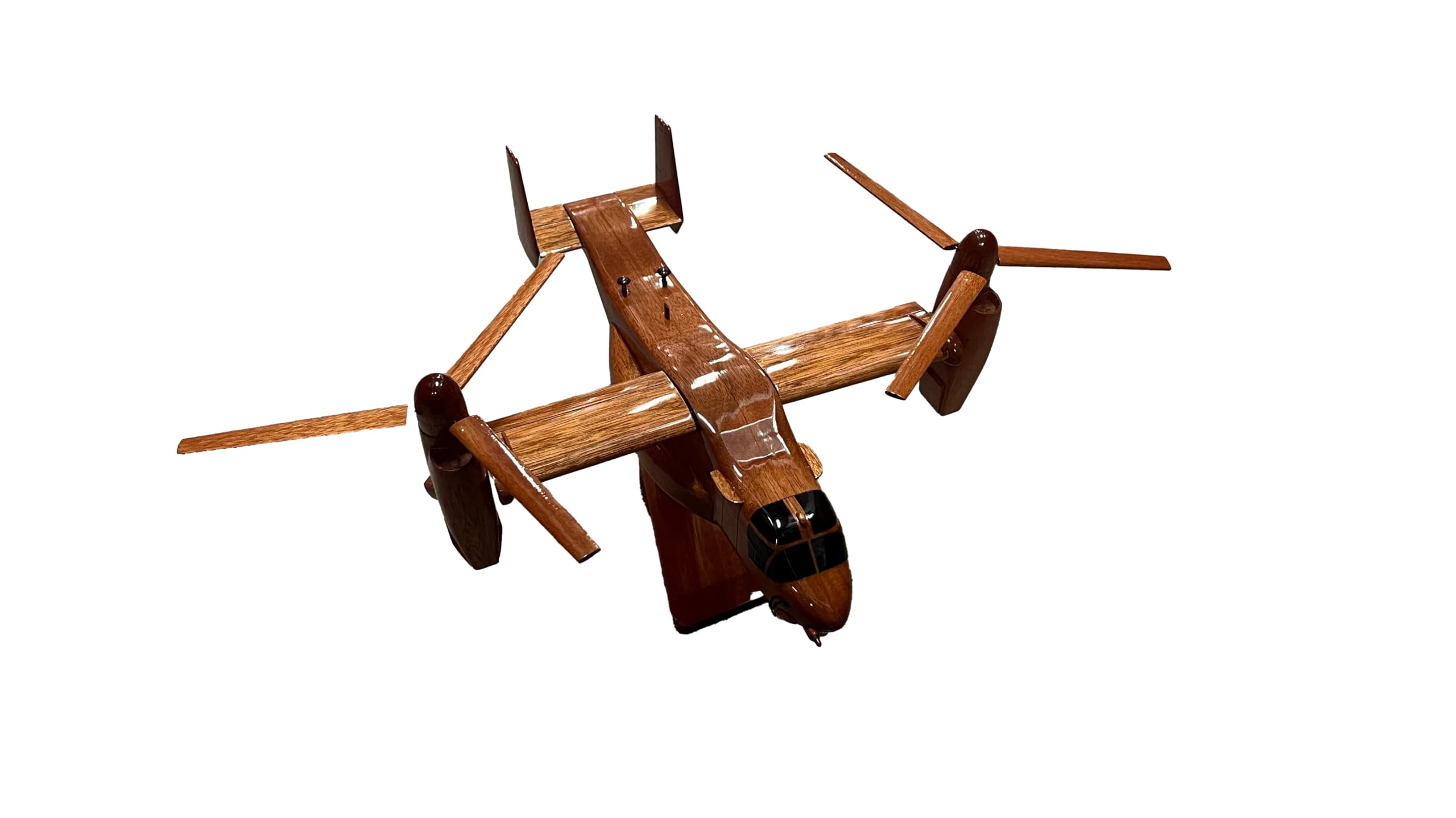 V-22 Osprey Osage Mahogany Wood Desktop Airplane Model - Handcrafted Military Aircraft Display for Office Decor, Aviation Enthusiast Gifts & Home Decoration
