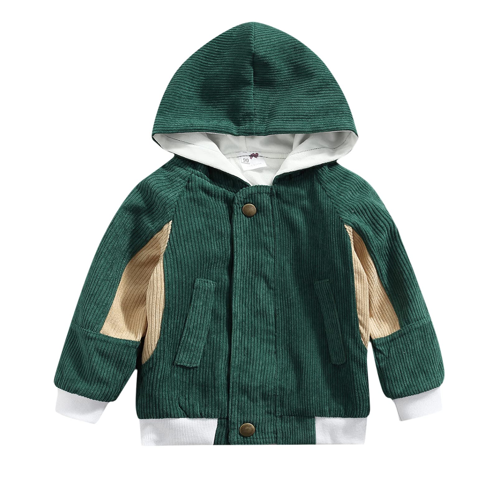 GOOCHEER Unisex Toddler Corduroy Jacket with Hood & Zip Up - Warm Long Sleeve Coat for Baby Boys & Girls - Perfect Fall & Spring Outerwear for Playdates, Preschool & Outdoor Adventures