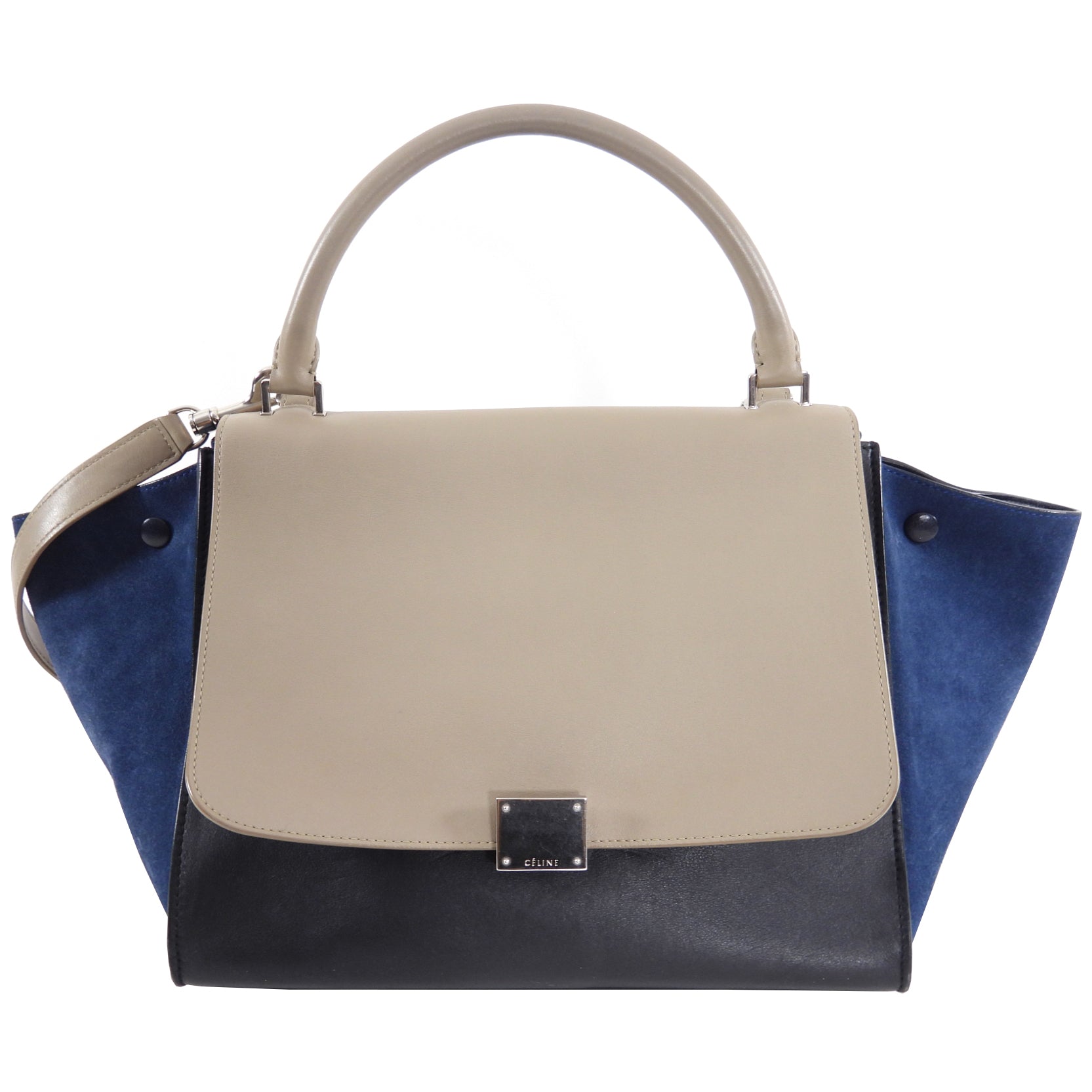 Celine Tricolor Trapeze Medium Two-Way Shoulder Bag - Stylish Crossbody & Top Handle Purse for Women | Perfect for Work, Travel & Everyday Use