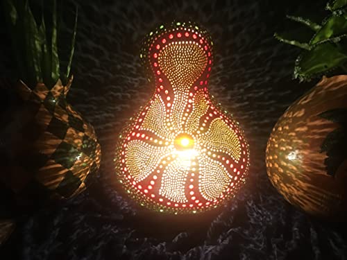 Handmade Gourd Lamp with Lullabies - Modern Boho Night Light for Living Room & Bedroom Decor - Unique Christmas Birthday Gift for Women, Men, Couples - Perfect Nursery Light & Relaxing Atmosphere Creator