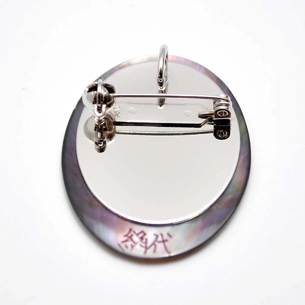 Exquisite Japanese Maki-e Urushi Lacquer Brooch with Black Lip Oyster Pearl Shell Owl Design - Traditional Handcrafted Jewelry for Women - Perfect for Formal Occasions, Weddings & Cultural Events