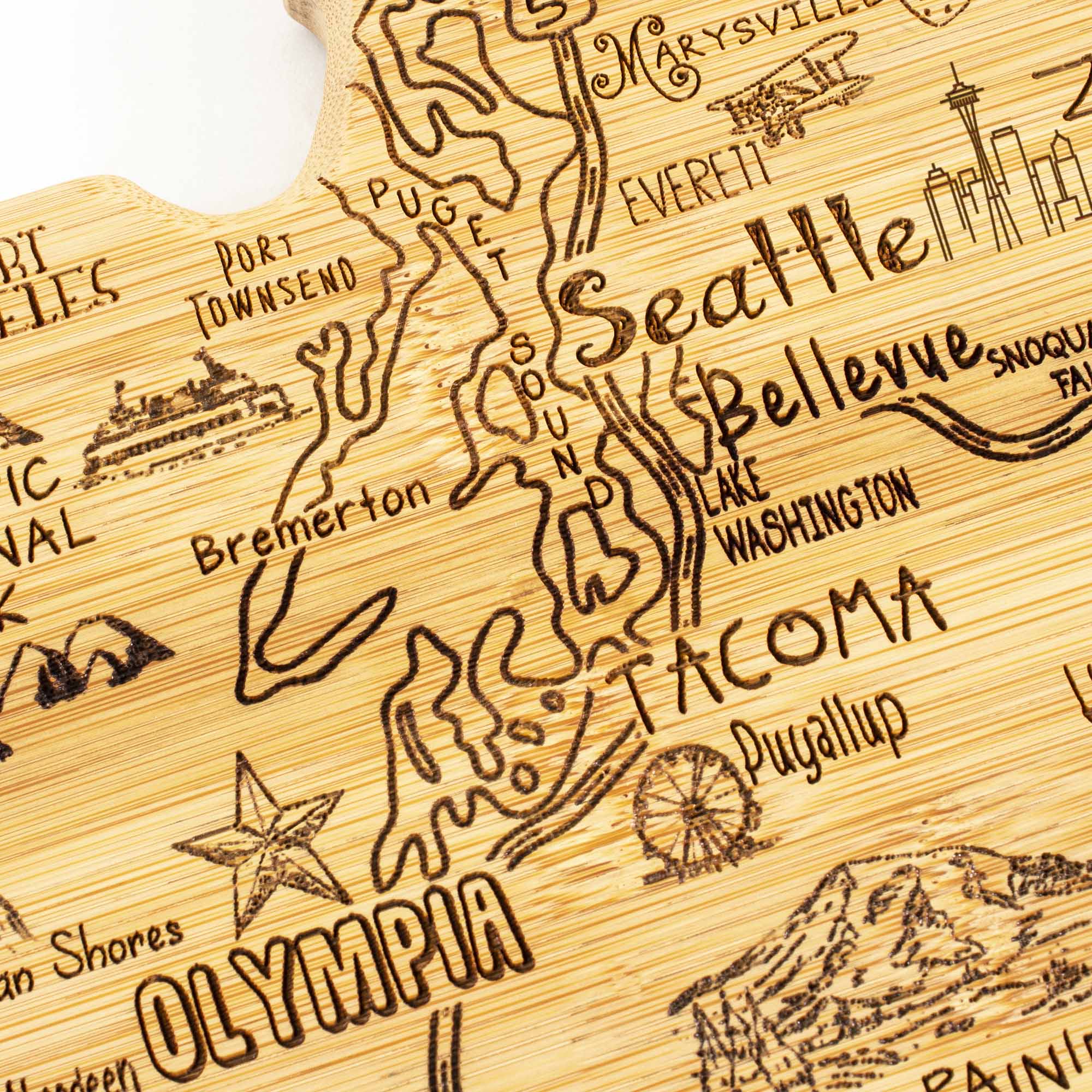 Washington State Themed Wooden Cutting Board - 15.5 x 10 Inches - Perfect for Kitchen Prep, Charcuterie Boards & Home Decor