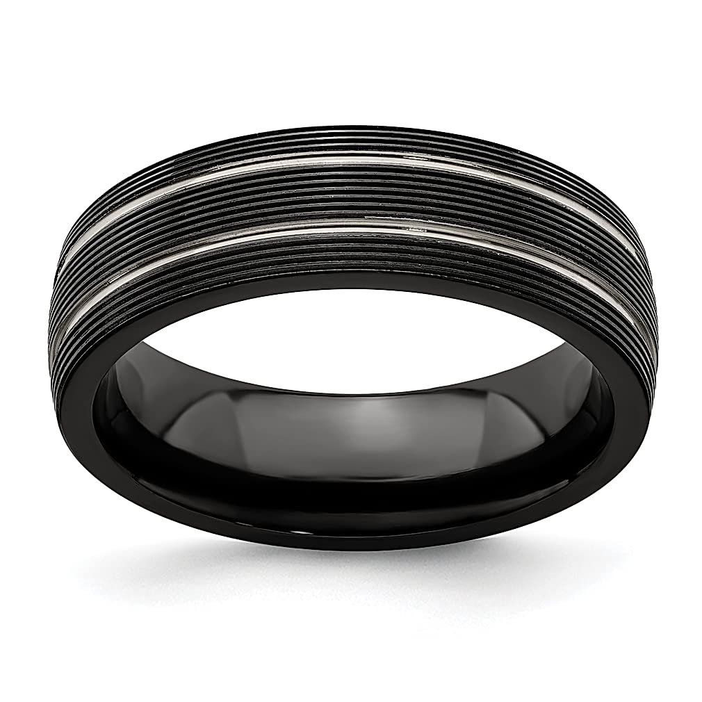 Edward Mirell Titanium Black Textured Lines 7mm Wedding Band for Men - Stylish Fashion Jewelry Ring for Grooms, Dads & Him - Perfect Gift for Anniversary, Engagement & Special Occasions