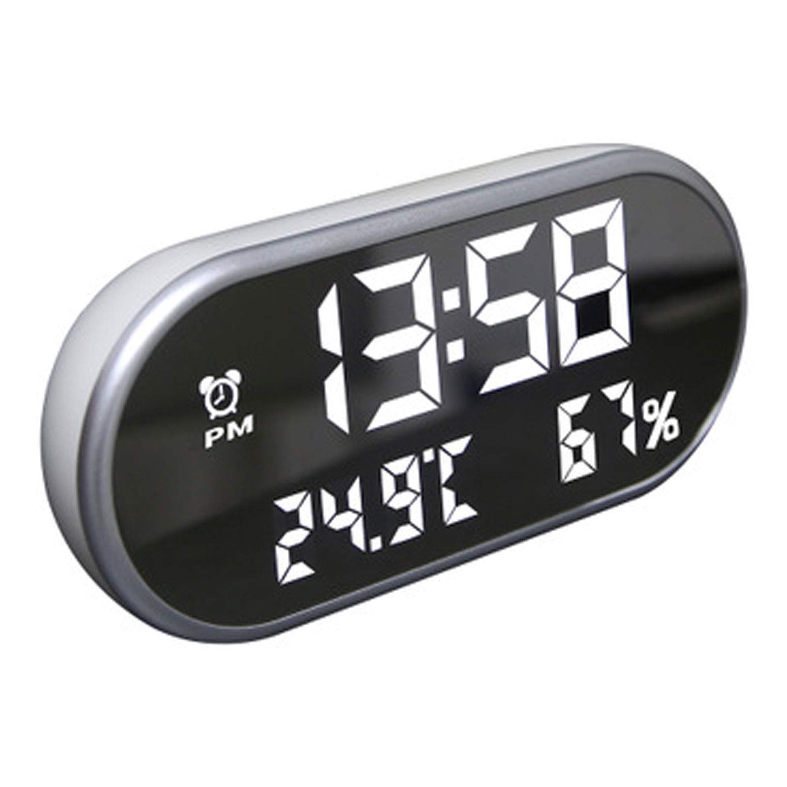 ZXXY HD Digital Alarm Clock with LED Mirror Display - Large Screen USB Charging Travel Clock for Bedroom, Office & Nightstand - White Light