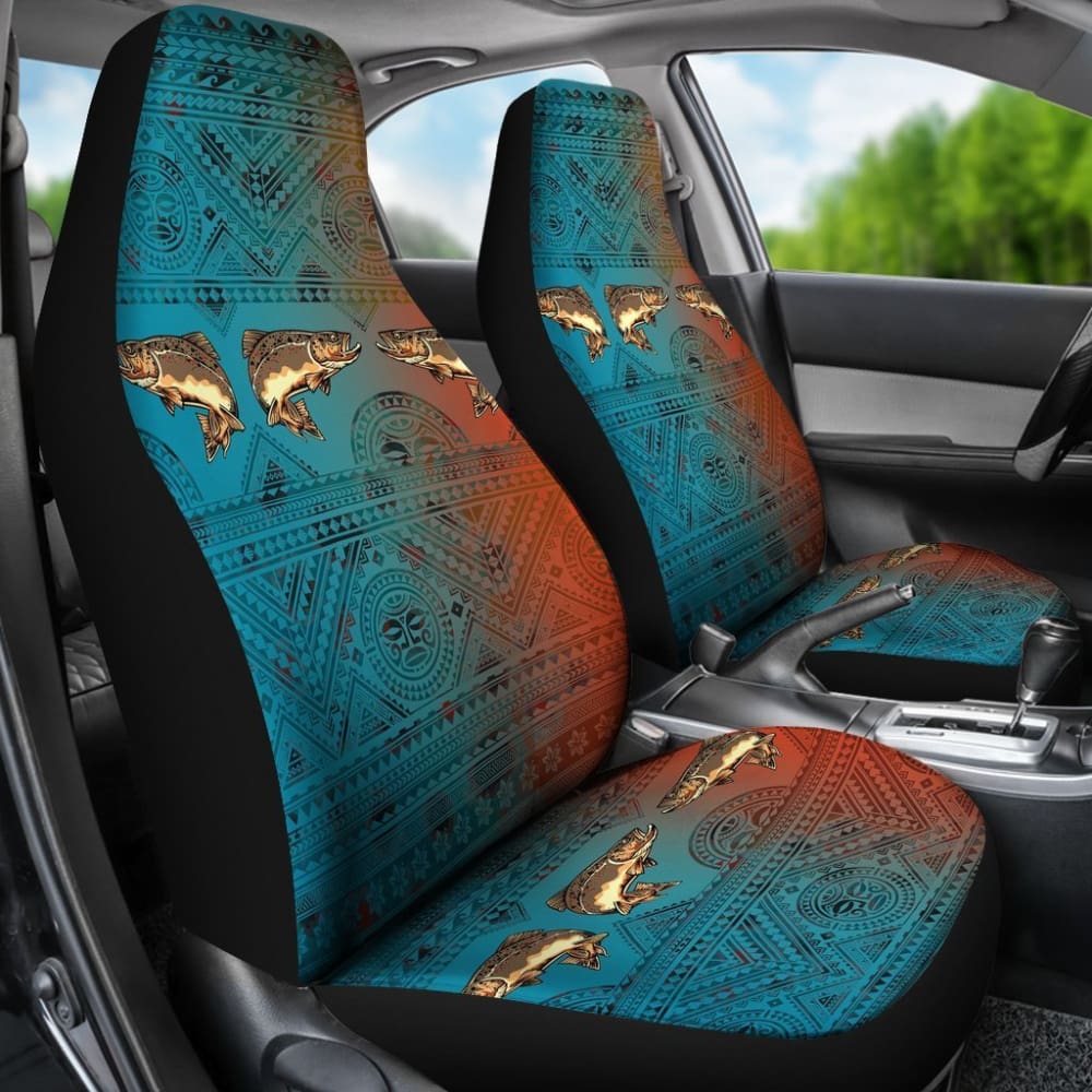 Brown Trout Skin Color Boho Pattern Fishing Car Seat Covers - Waterproof & Durable for Trucks, SUVs, Boats - Perfect for Outdoor Adventures & Fishing Trips