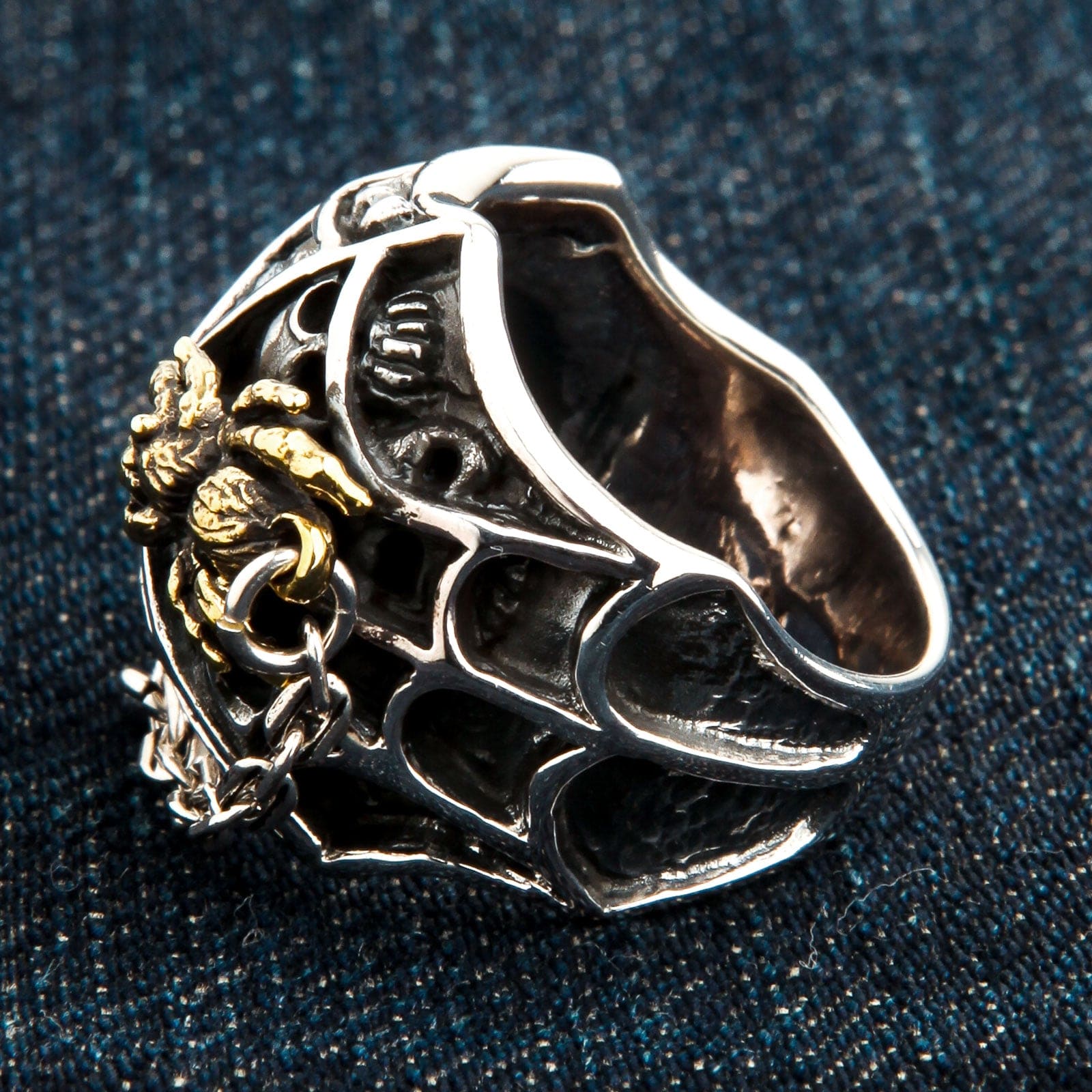 Gothic Spider Skeleton Skull Ring - Sterling Silver Jewelry for Men & Women - Perfect for Halloween, Cosplay, and Dark Fashion Accessories
