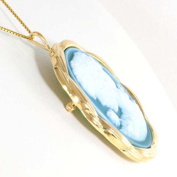 18K Yellow Gold Cameo Necklace and Brooch Set - Vintage Two-Way Pendant for Women - Perfect for Weddings, Parties & Special Occasions
