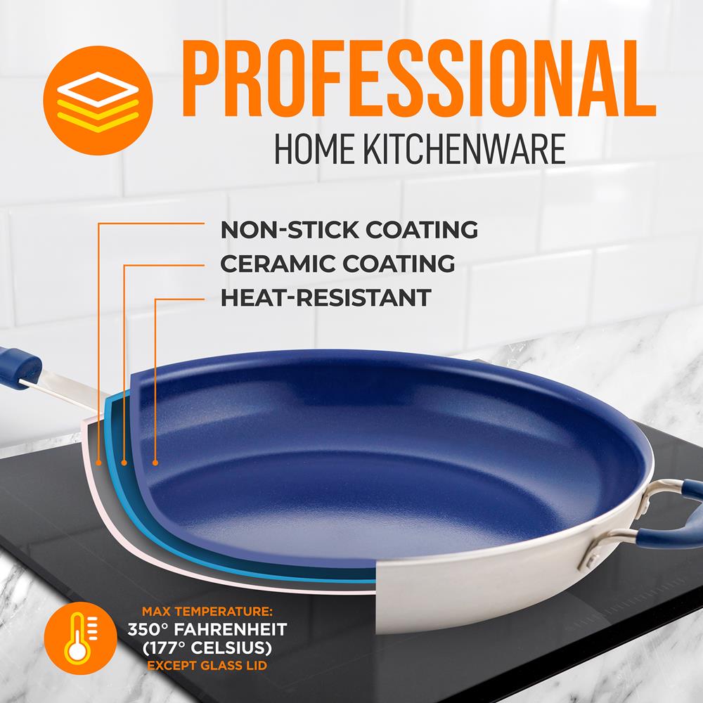 Non-Stick Fry Pan with Lid - 10 Inch Skillet for Healthy Cooking, Oven Safe to 450°F - Perfect for Eggs, Pancakes, and Stir-Fry | Dishwasher Safe & Easy Clean