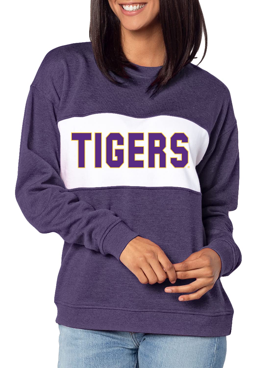 Chicka-D Women's Pennant Sweatshirt - Cozy Pullover for Casual Wear, Lounge & Fall Outfits | Soft Fleece Crewneck Sweater for Women